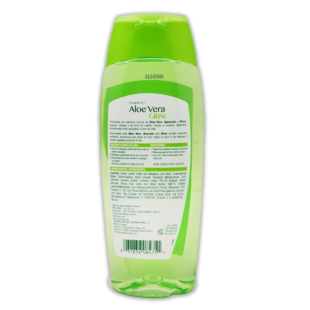 Foto 2 | Champú Hidratante Grisi Aloe Vera Con Extracto De Aloe 400 Ml - Venta Internacional.