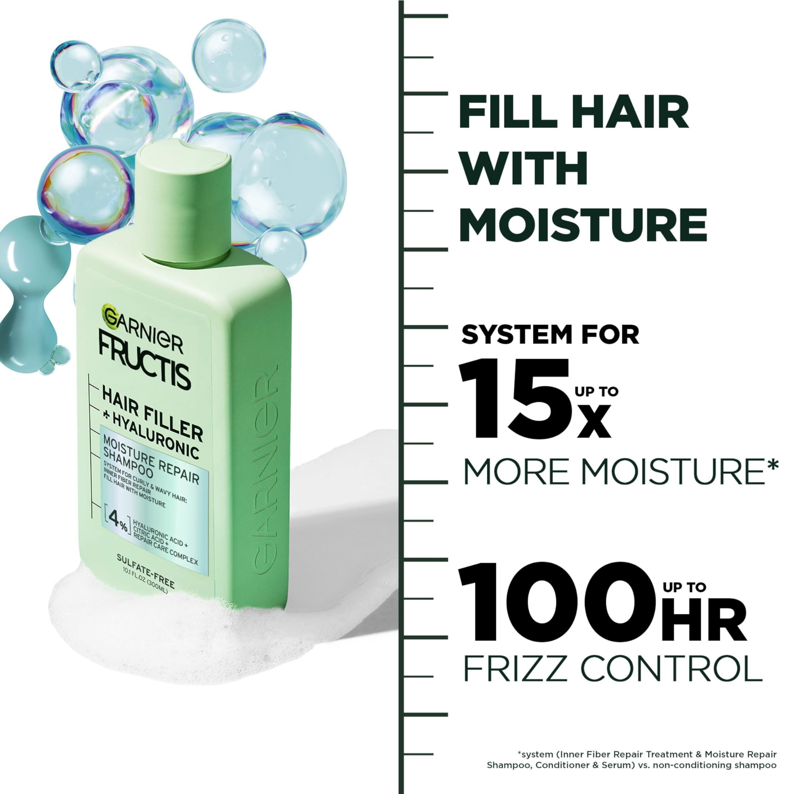 Foto 3 | Champú Garnier Fructis Hair Filler Hidratante Repair 300 Ml - Venta Internacional.