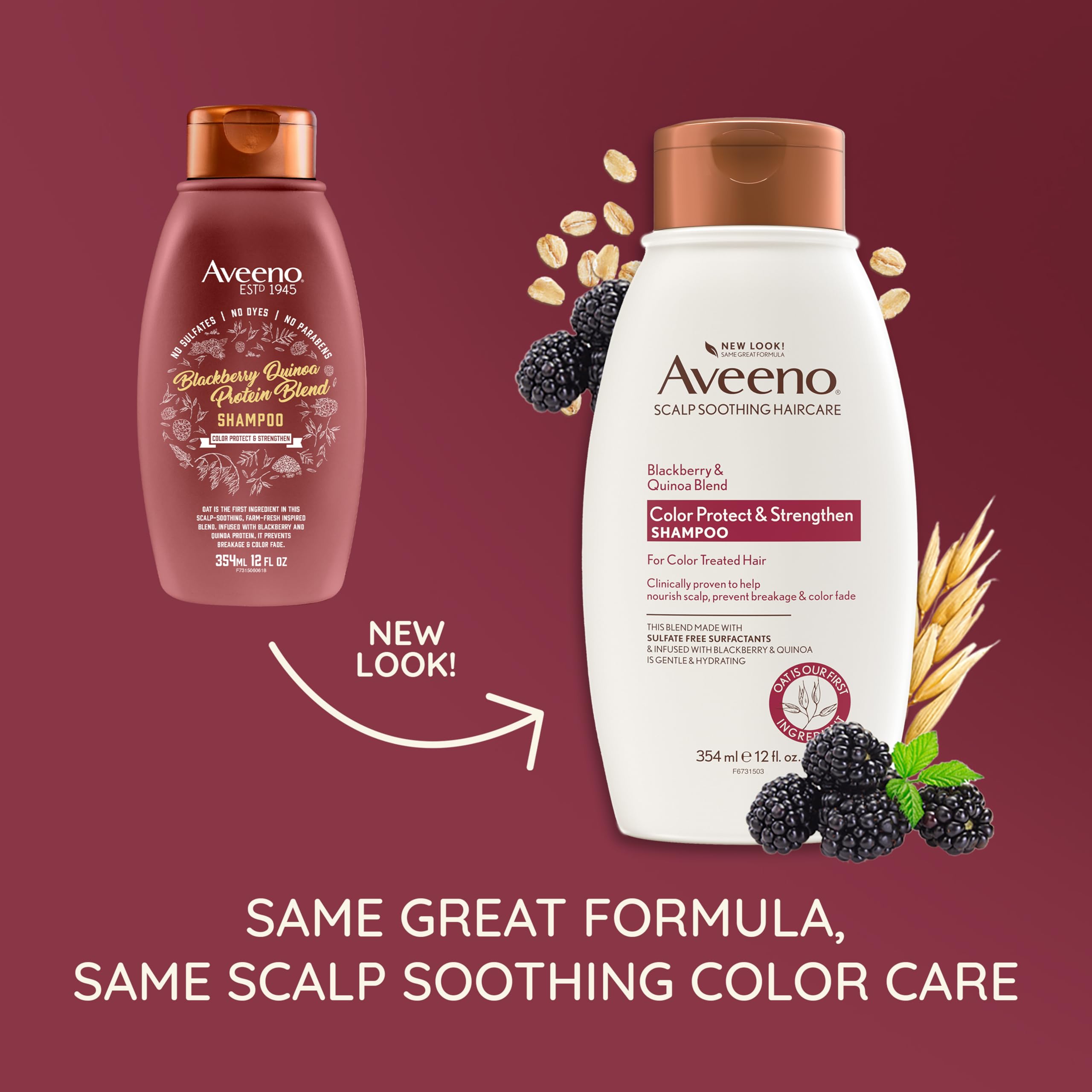 Foto 3 pulgar | Champú Aveeno Blackberry Quinoa Protein, 355 Ml, Teñido - Venta Internacional.