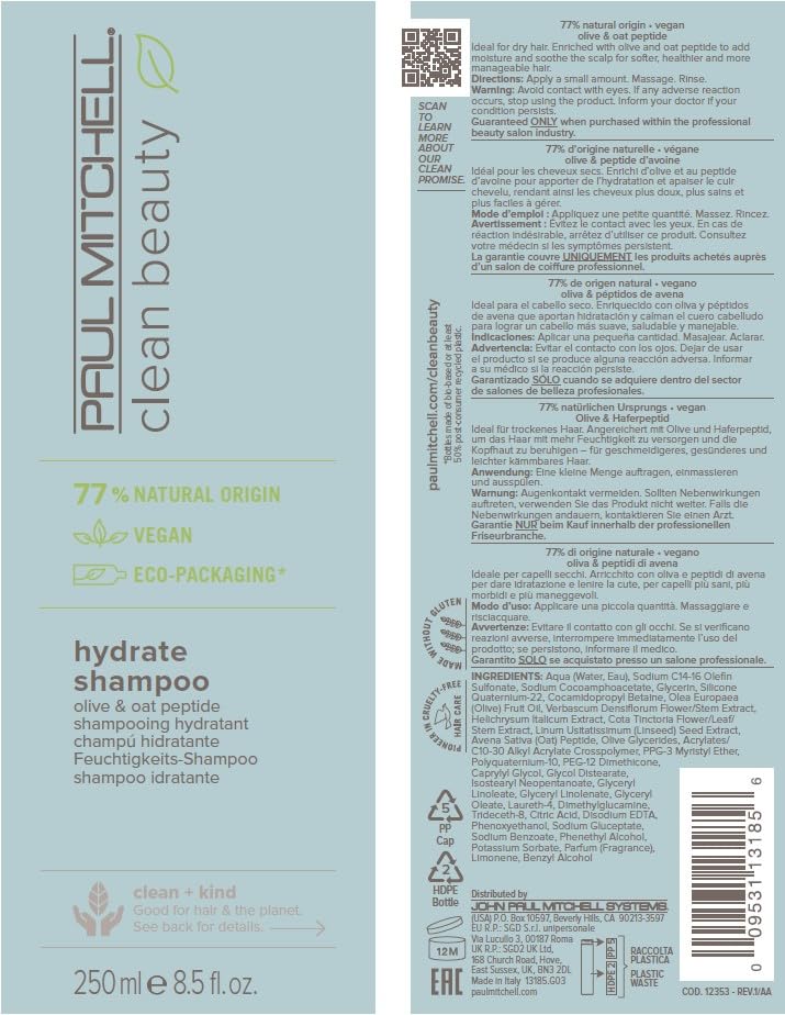 Foto 8 pulgar | Champú Paul Mitchell Clean Beauty Hydrate 250 Ml Para Cabello Seco - Venta Internacional.