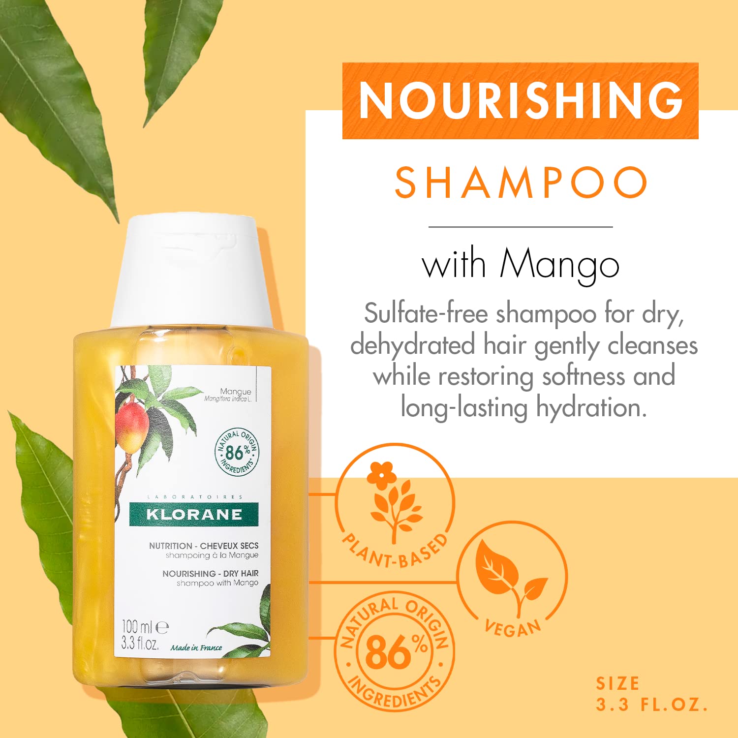 Foto 2 | Champú Nutritivo Klorane Con Mantequilla De Mango, 100 Ml, Tamaño De Viaje - Venta Internacional.