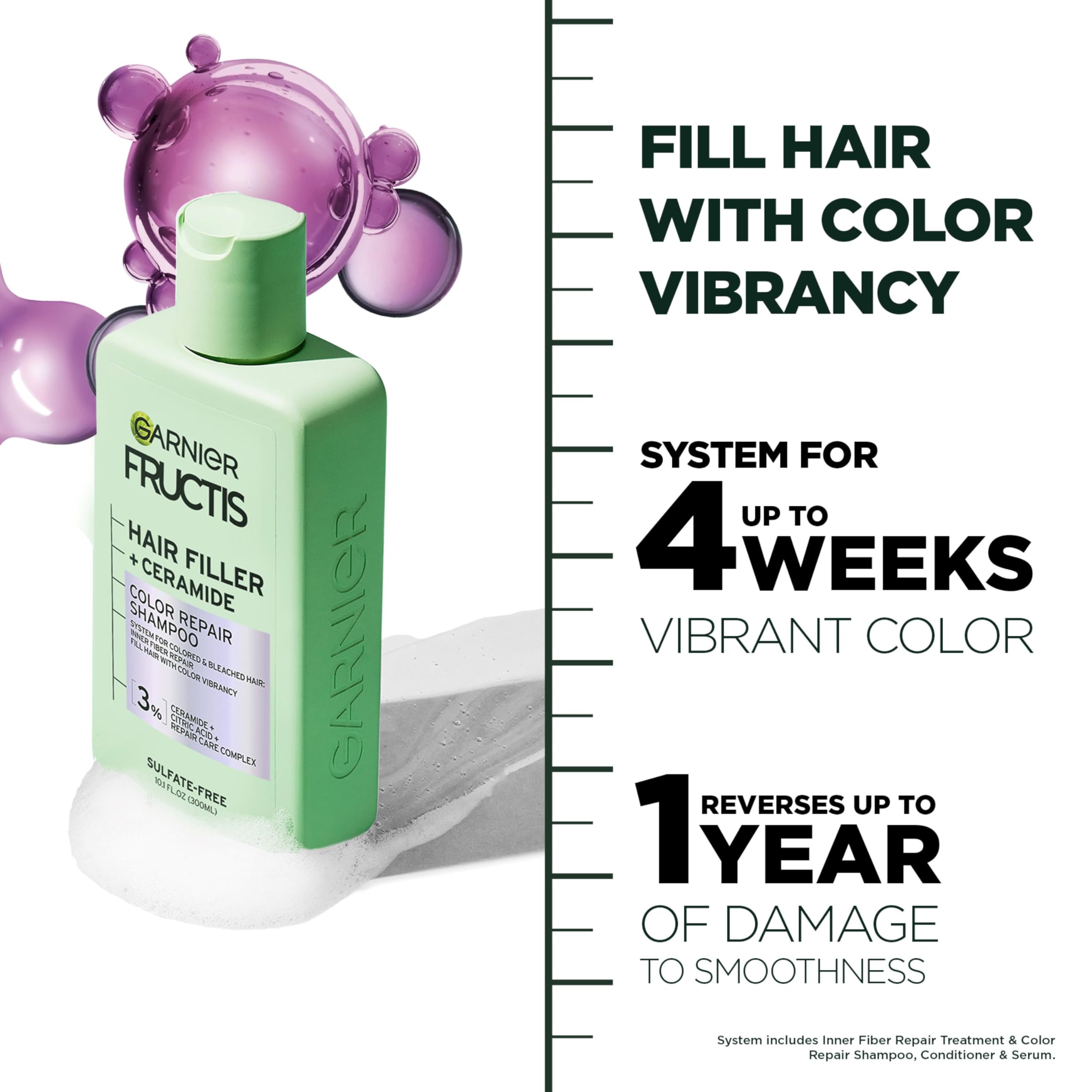 Foto 4 pulgar | Champú Garnier Fructis Hair Filler Color Repair 300 Ml - Venta Internacional.