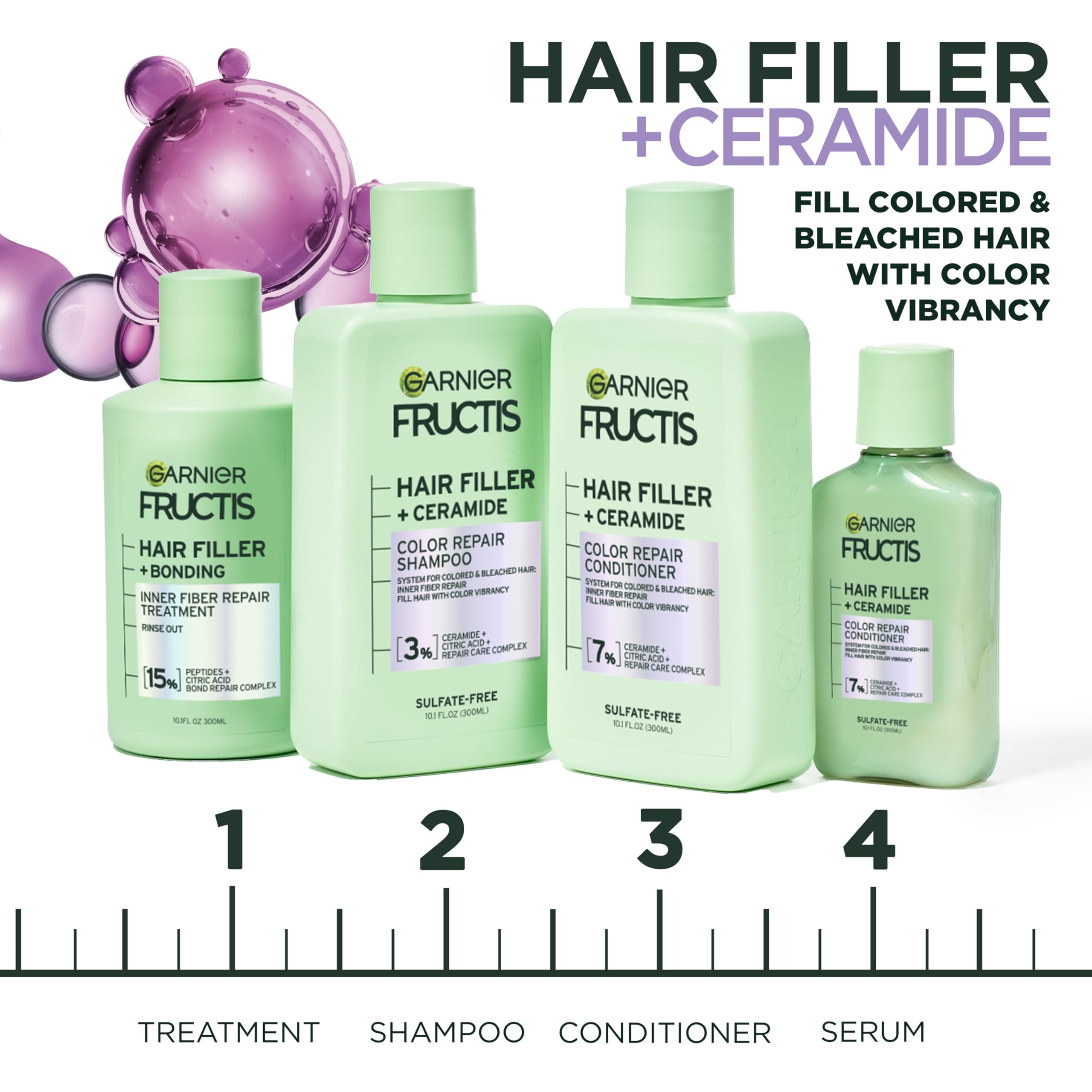Foto 5 pulgar | Champú Garnier Fructis Hair Filler Color Repair 300 Ml - Venta Internacional.