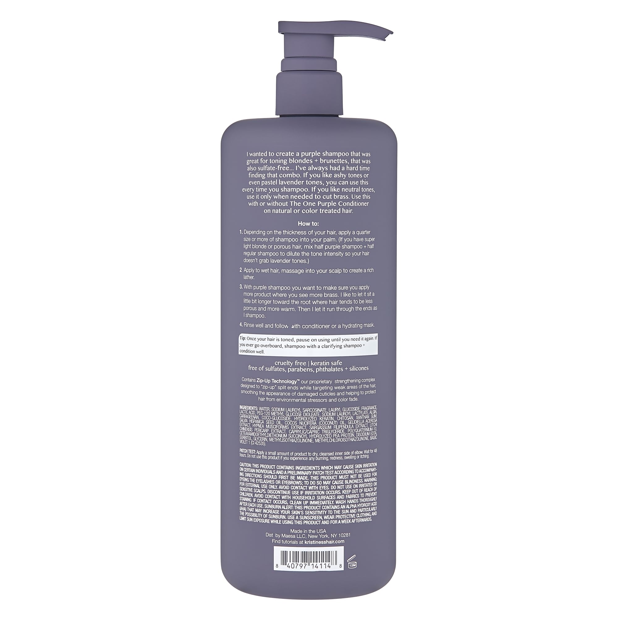Foto 3 pulgar | Champú Kristin Ess Hair The One Purple, 1 Litro, Tonificante Para Cabello Rubio - Venta Internacional.