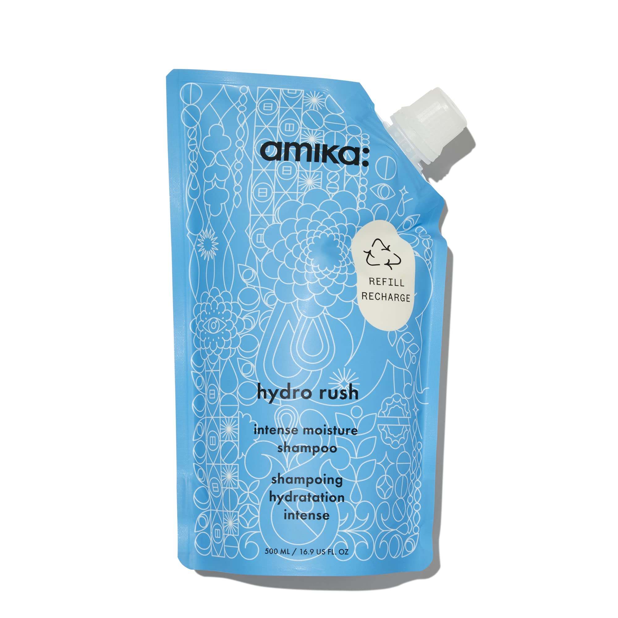 Champú Amika Hydro Rush De Hidratación Intensa 500 Ml Con Ácido Hialurónico - Venta Internacional.