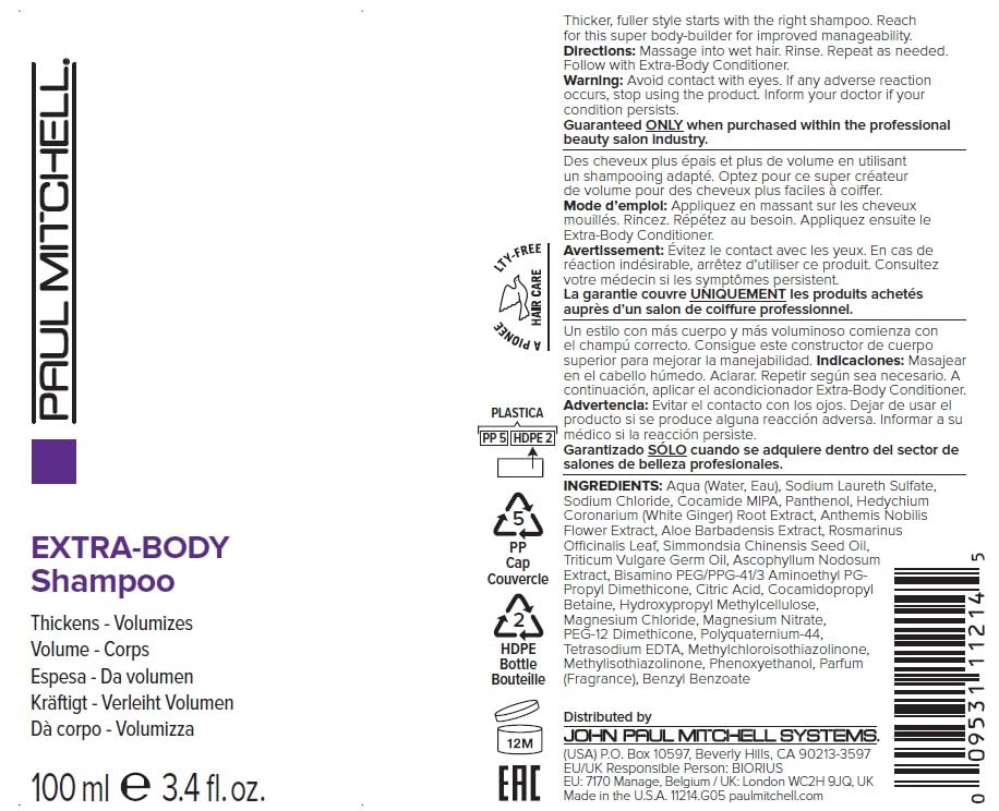 Foto 8 pulgar | Champú Paul Mitchell Extrabody Thickens Volumiza 100 Ml - Venta Internacional.