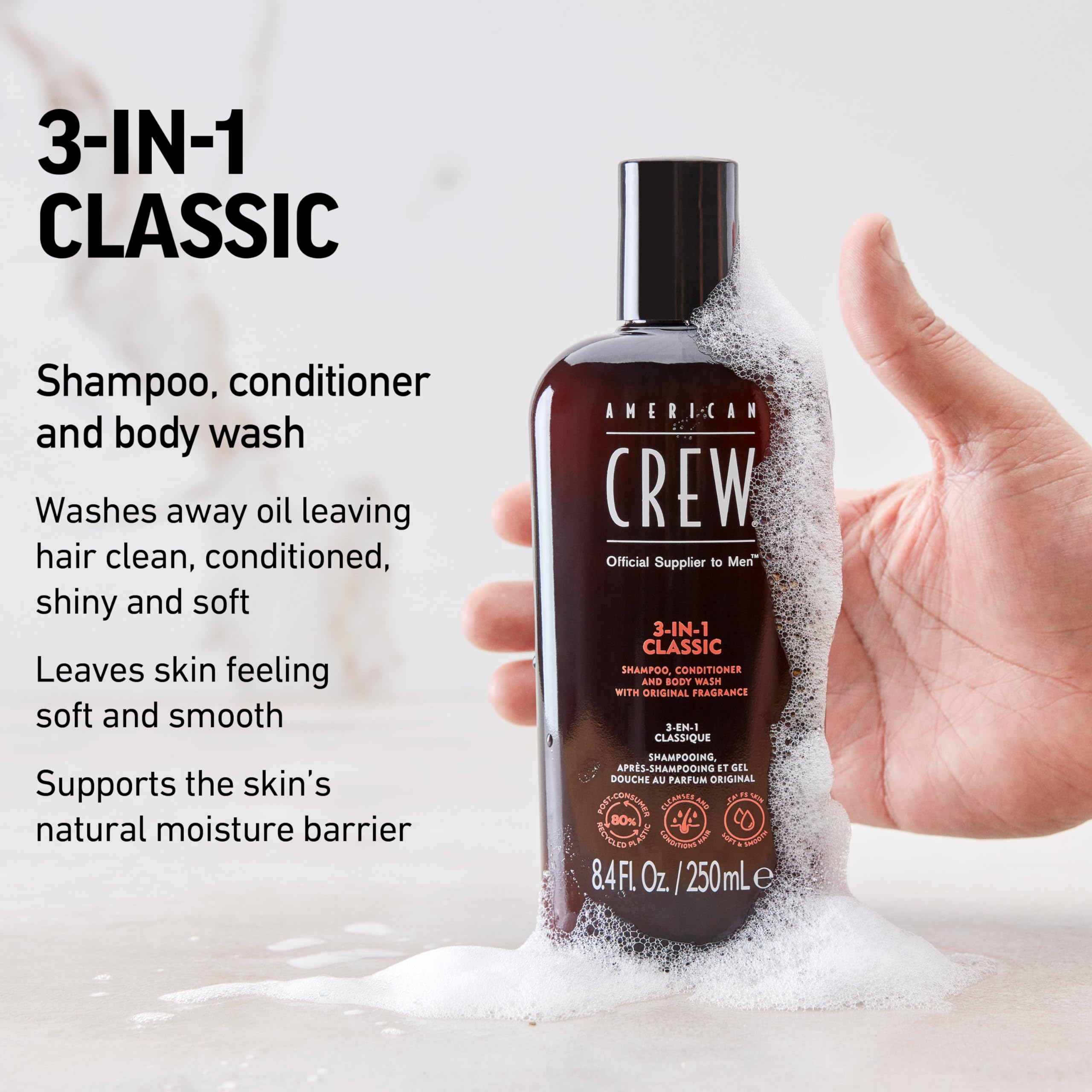 Foto 5 pulgar | Champú, Acondicionador Y Gel De Baño 3 En 1 American Crew 100 Ml - Venta Internacional.