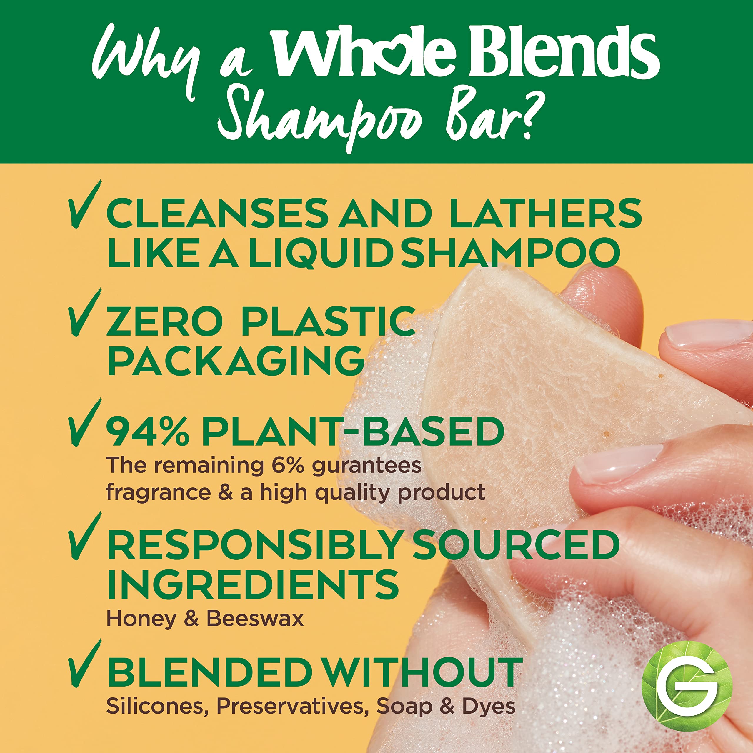 Foto 4 pulgar | Shampoo Bar Garnier Whole Blends Restoring Honey 60 ml - Venta Internacional