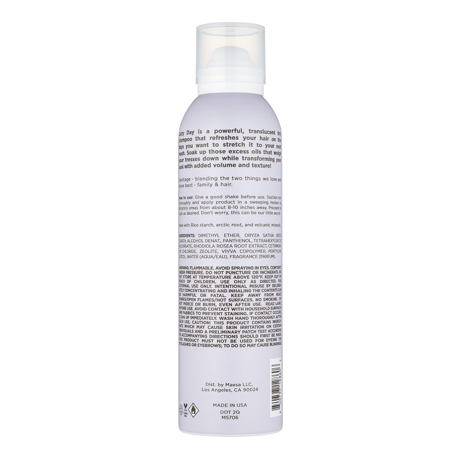 Foto 3 pulgar | Champú Seco Hairitage Lazy Day Translucent 150 Ml - Venta Internacional.