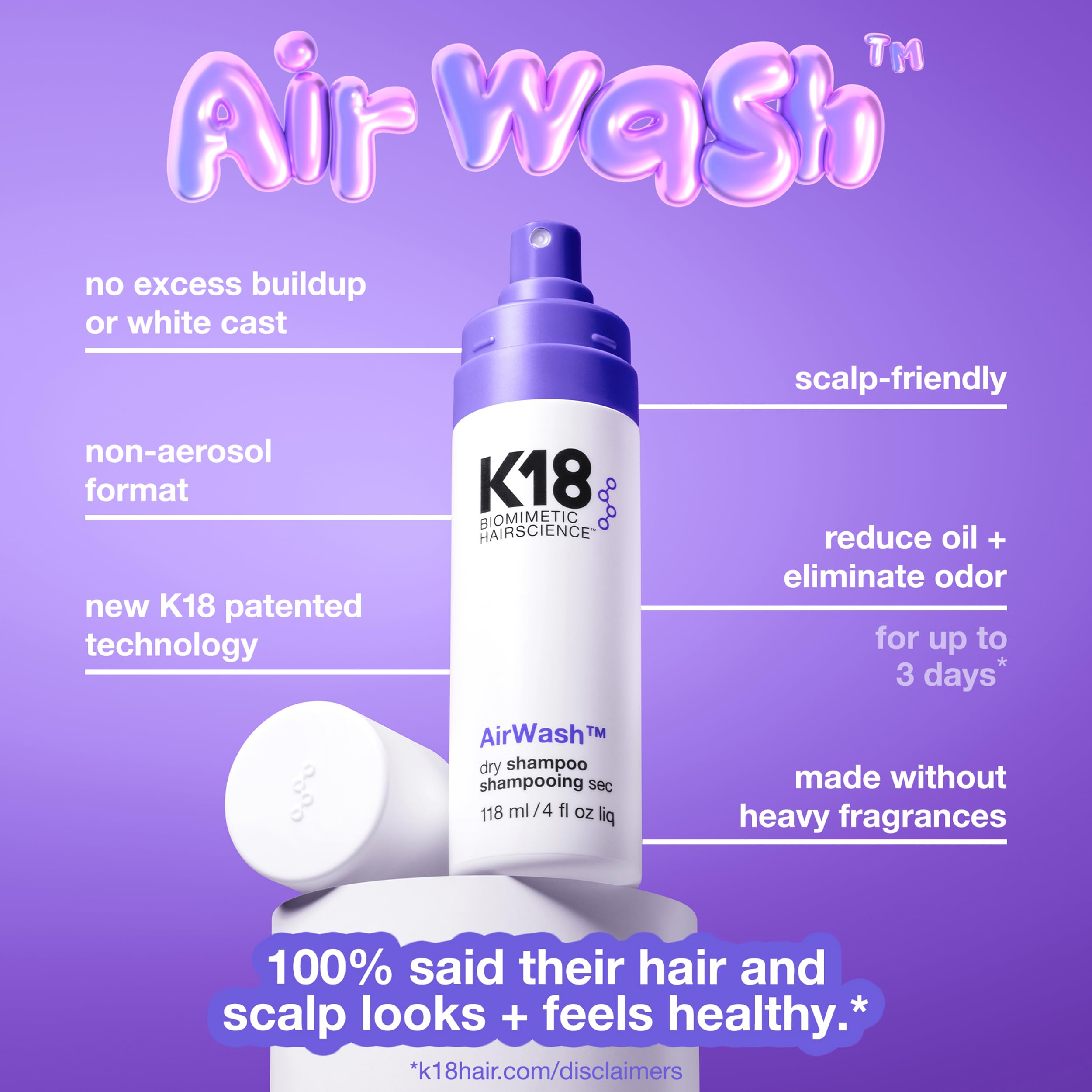 Foto 4 | Champú Seco K18 Airwash™ Sin Aerosol De 120 Ml Que Equilibra El Cuero Cabelludo - Venta Internacional.