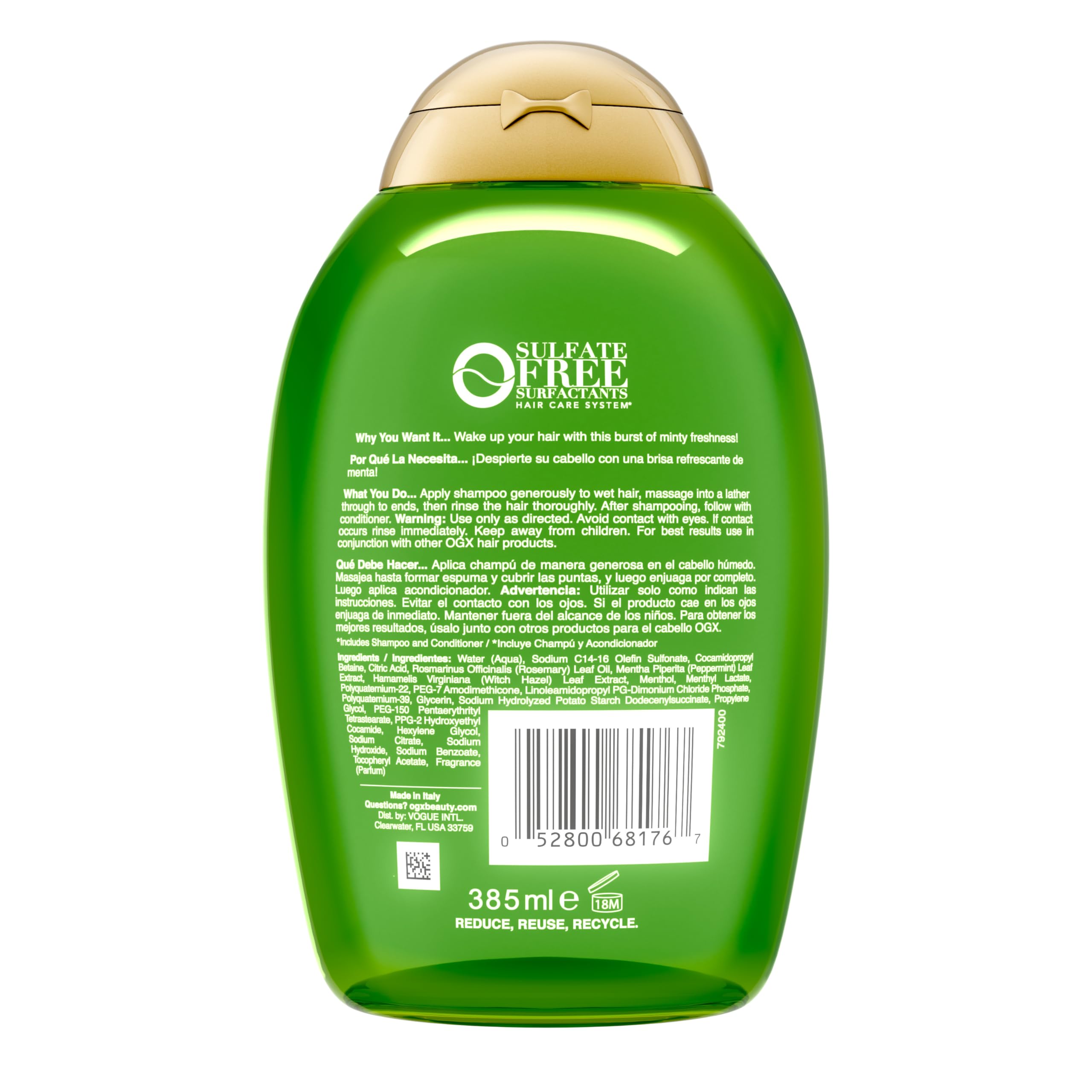 Foto 6 pulgar | Champú Ogx Extra Strength Refreshing Scalp + Rosemary Mint 385 Ml - Venta Internacional.