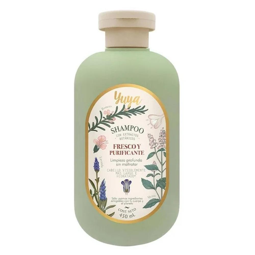 Shampoo Fresco Y Purificante Menta Lavanda Romero 450 Ml Yuya