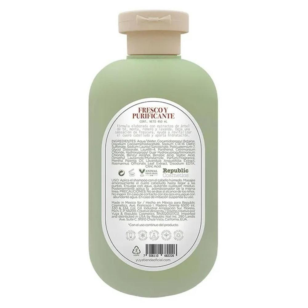 Foto 4 pulgar | Shampoo Fresco Y Purificante Menta Lavanda Romero 450 Ml Yuya