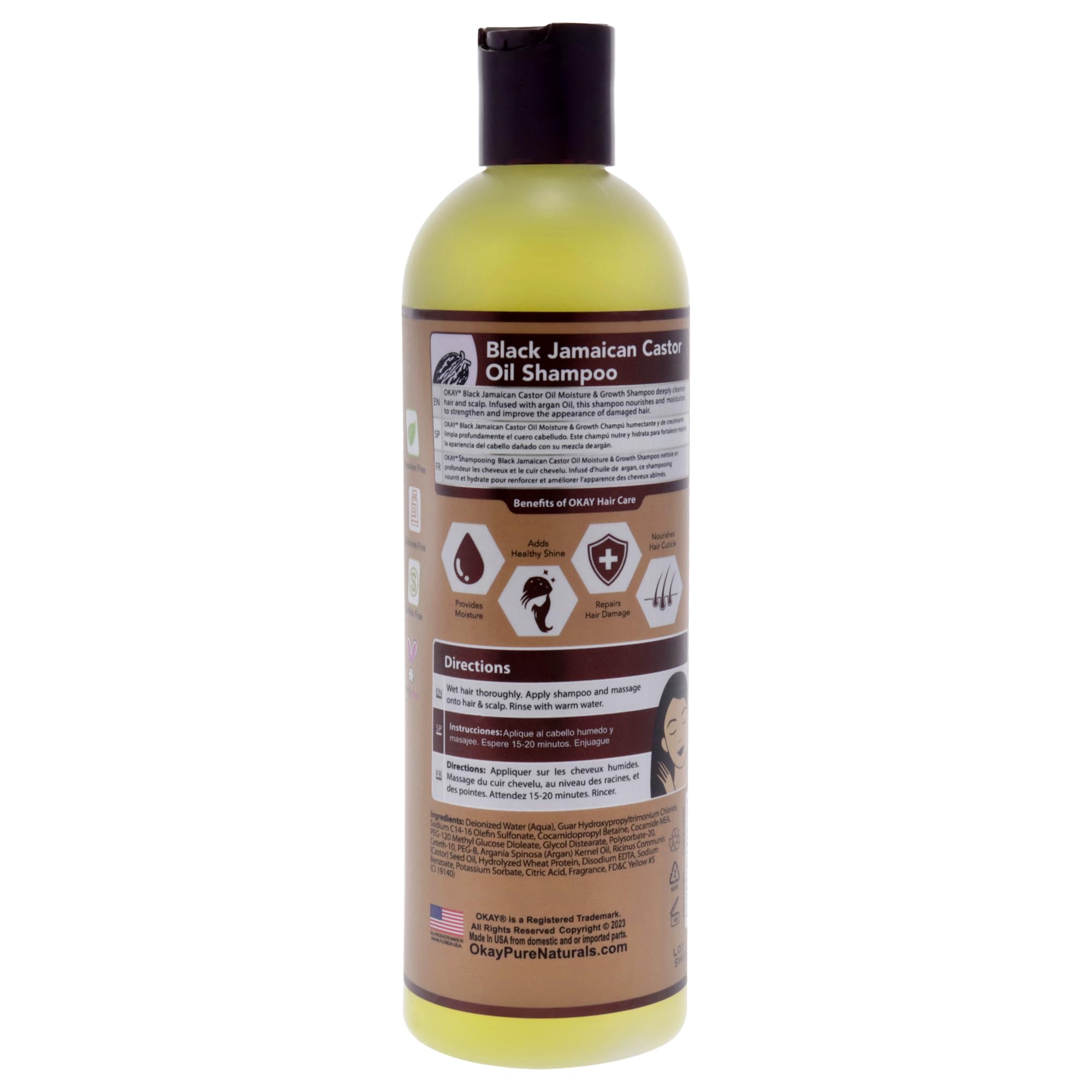 Foto 3 pulgar | Shampoo Okay Black, Aceite De Ricino Jamaicano, Hidratante, 355 Ml - Venta Internacional.