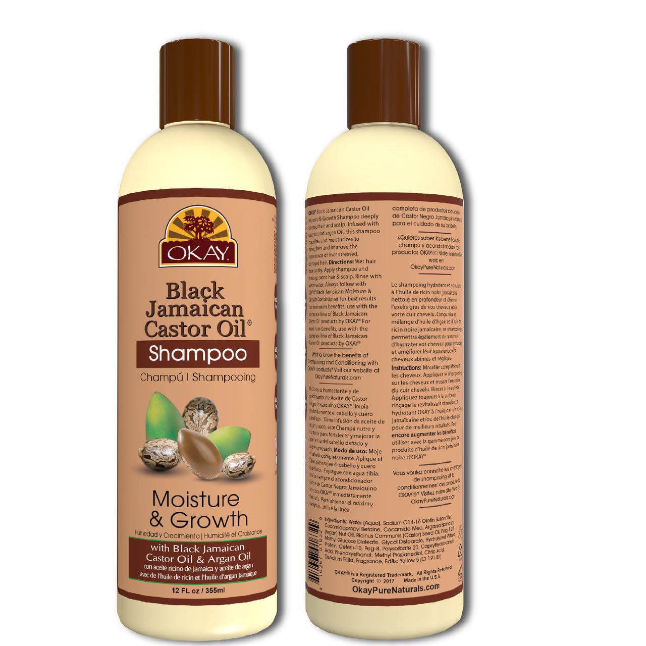 Foto 5 pulgar | Shampoo Okay Black, Aceite De Ricino Jamaicano, Hidratante, 355 Ml - Venta Internacional.