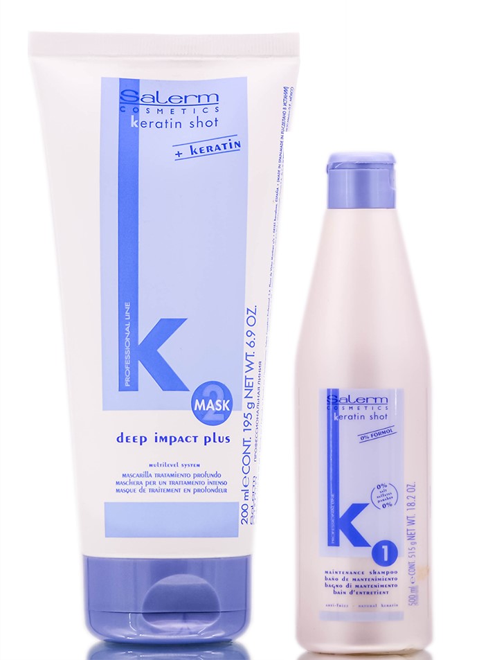 Champú Salerm Keratin Shot Maintenance & Deep Impact Plus M - Venta Internacional.