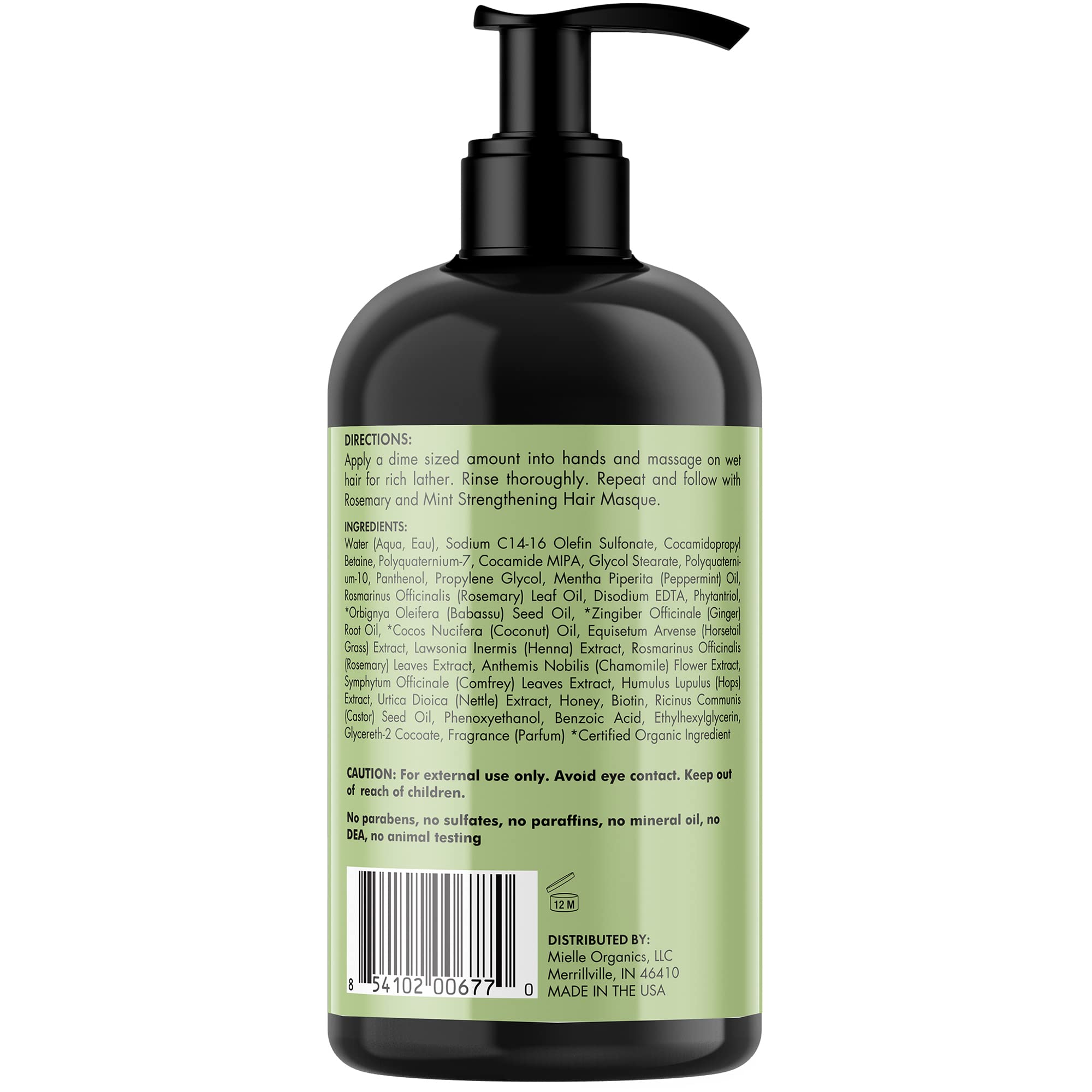 Foto 3 pulgar | Champú Mielle Organics Fortalecedor Con Menta Y Romero 350 Ml - Venta Internacional.