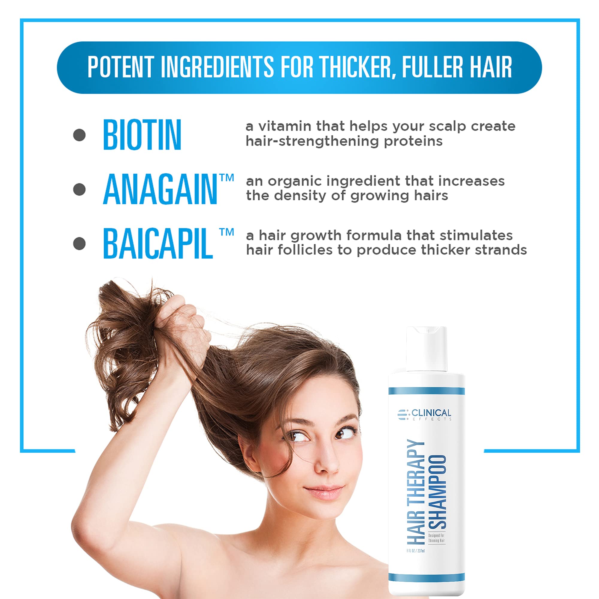 Foto 6 pulgar | Champú Clinical Effects Hair Therapy Biotina Con Anagain 480 Ml - Venta Internacional.