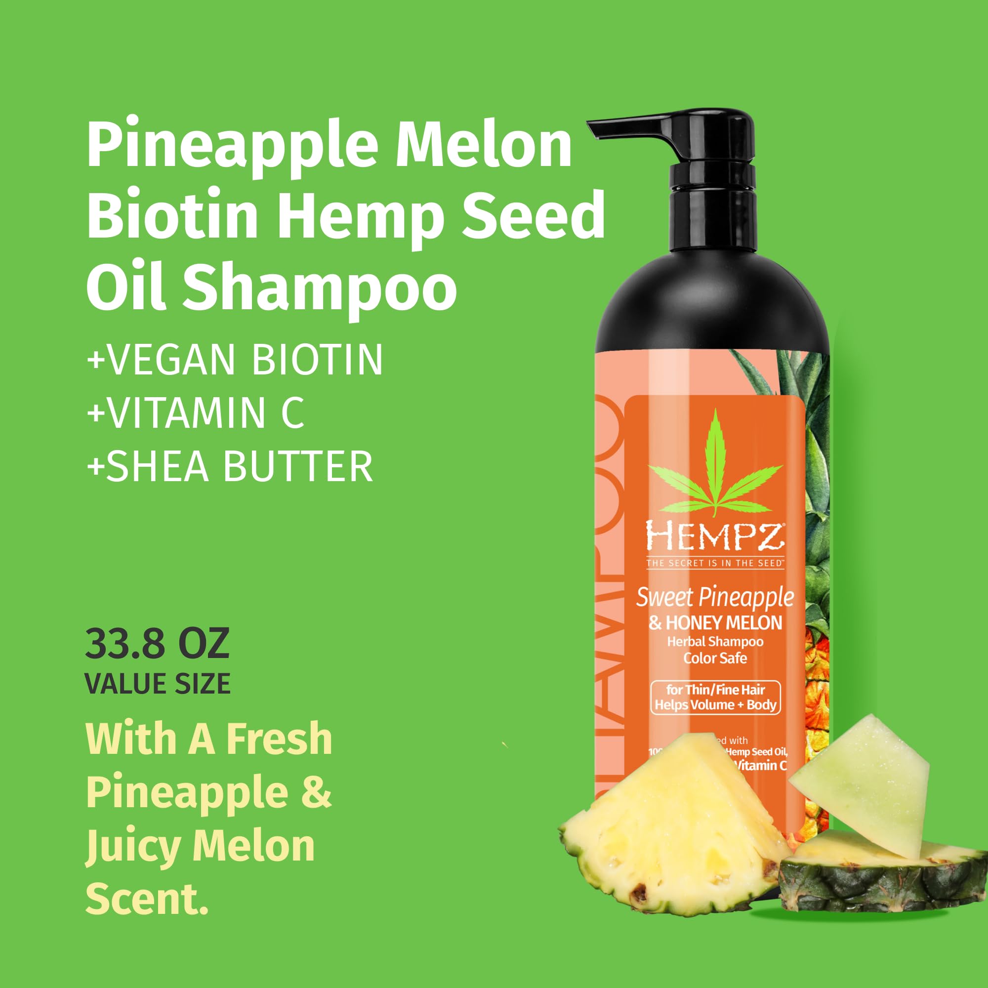 Foto 3 pulgar | Champú Hempz Biotin Hair Sweet Pineapple & Honey Melon 1l - Venta Internacional.