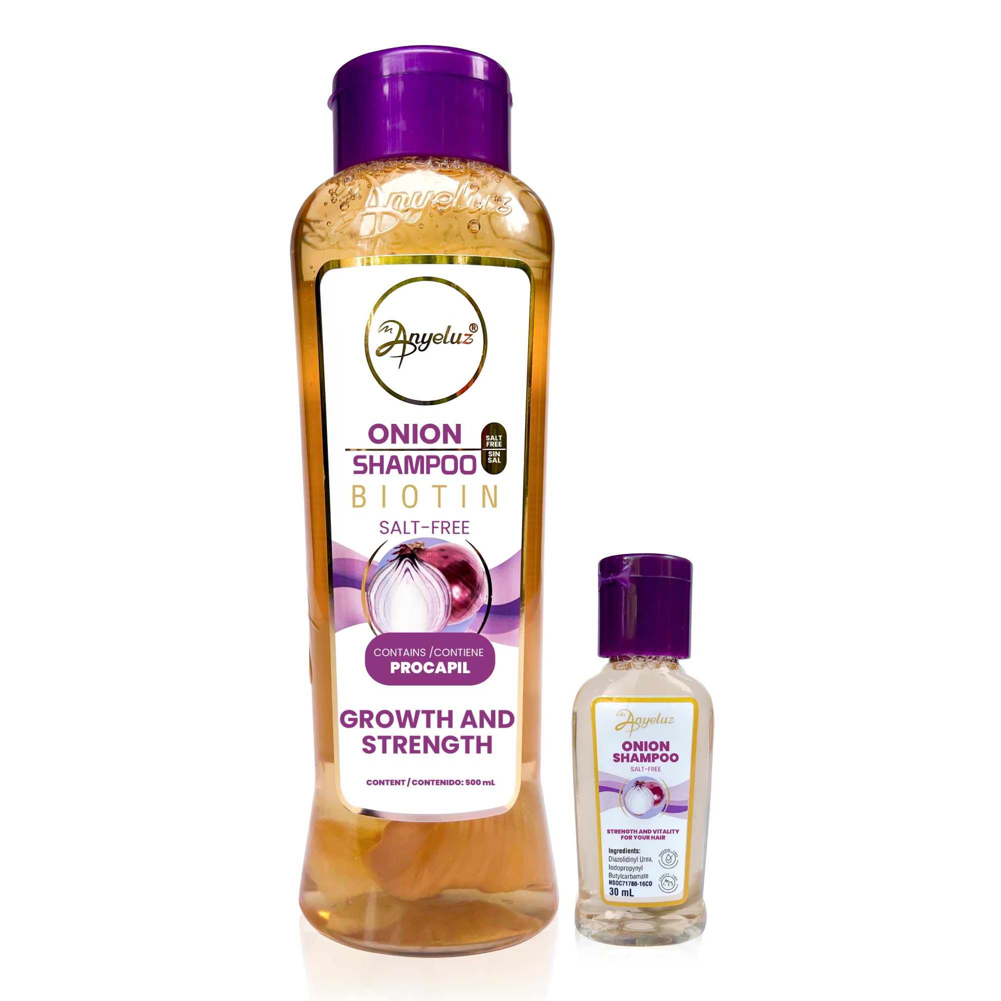 Kit De Champú Duo Anyeluz Onion + Mini Travel, Tamaño 30 Ml - Venta Internacional.