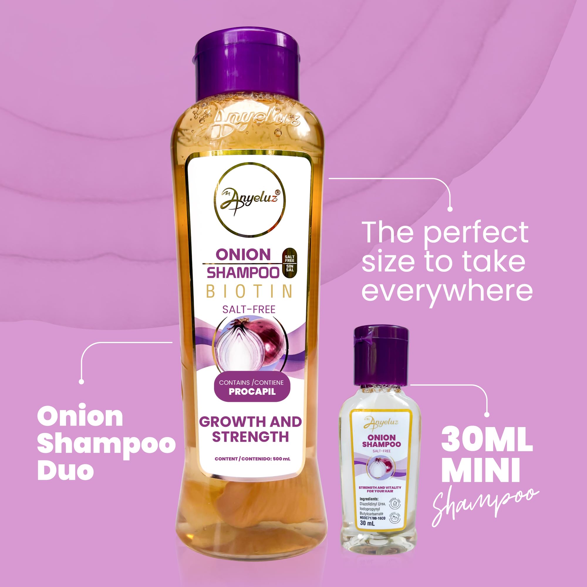 Foto 7 | Kit De Champú Duo Anyeluz Onion + Mini Travel, Tamaño 30 Ml - Venta Internacional.