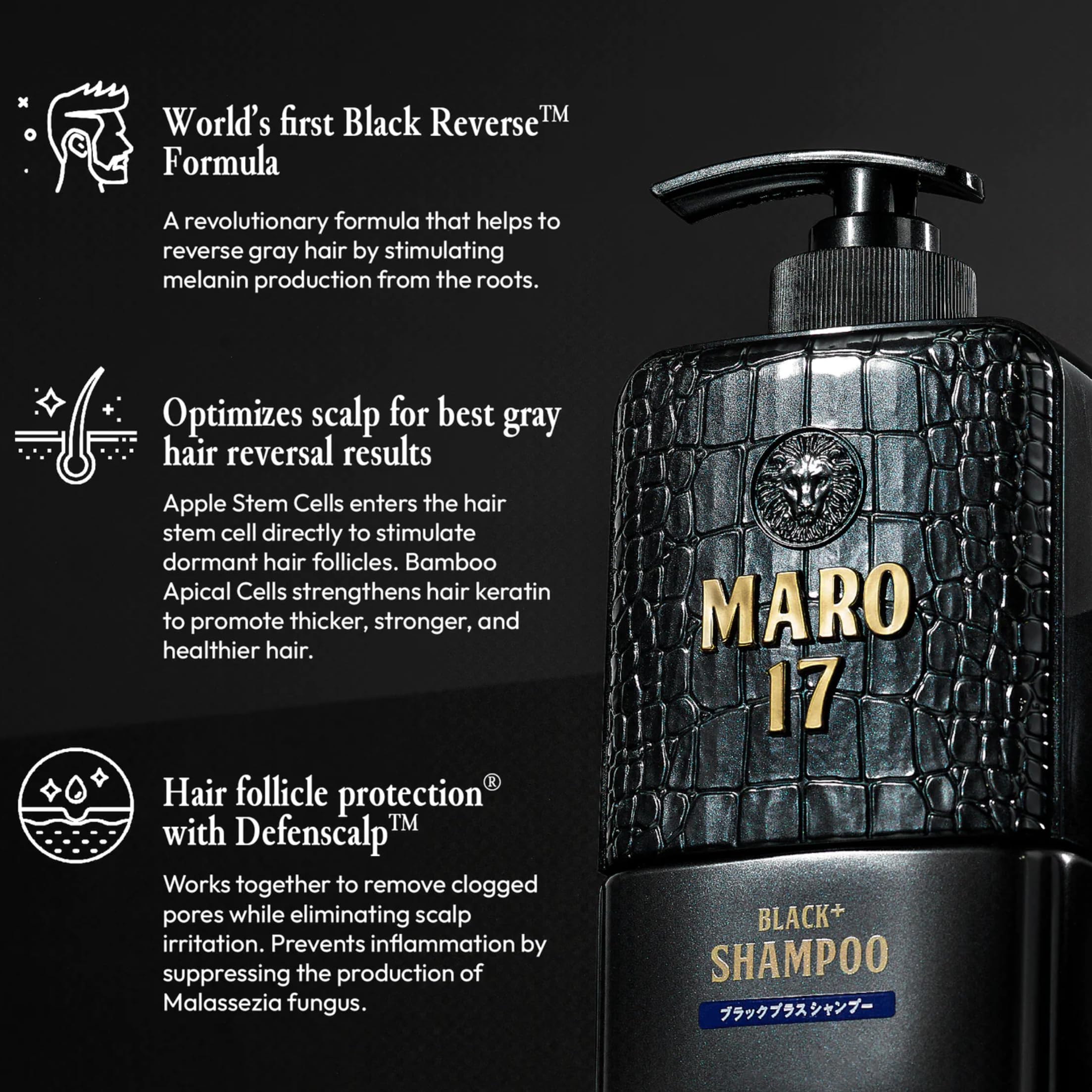 Foto 5 pulgar | Champú Maro17 Black+ Reduce Las Canas 350 Ml Con Apple Stem C - Venta Internacional.