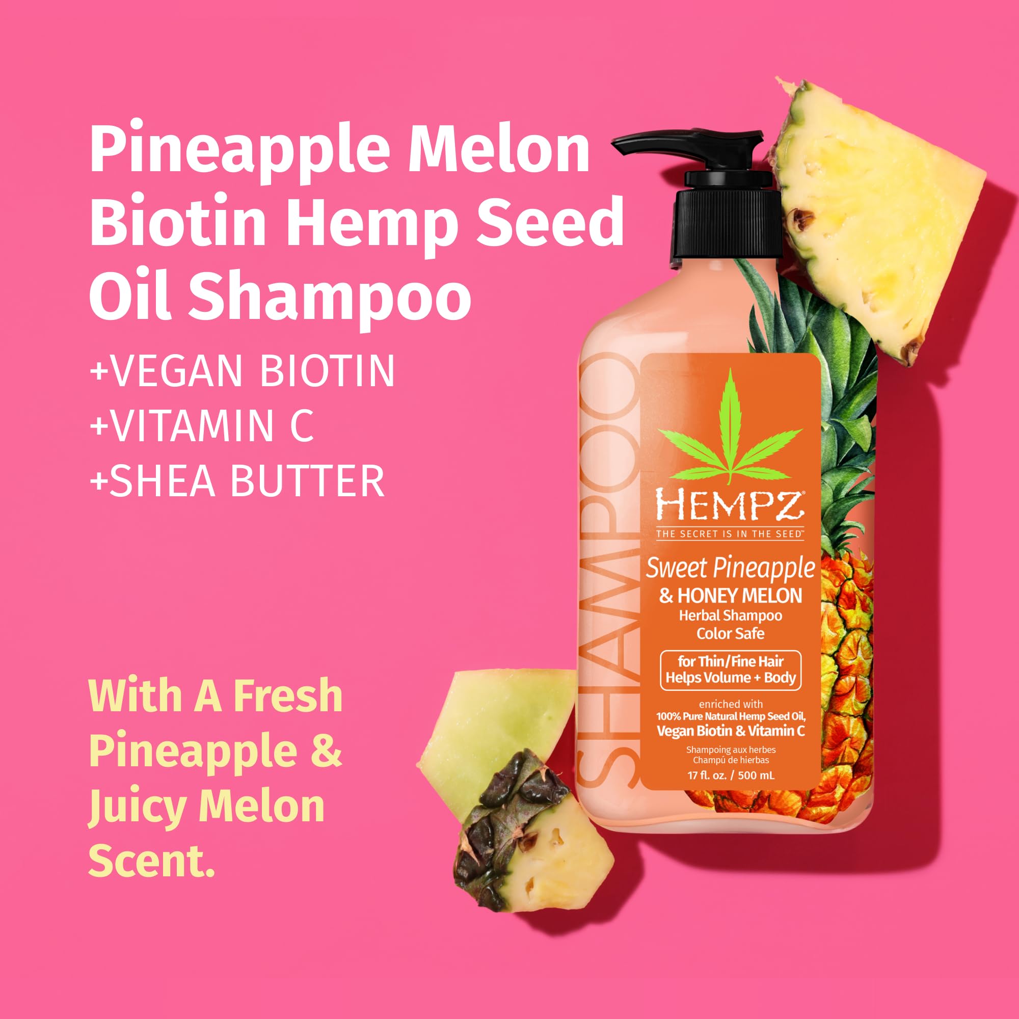 Foto 3 pulgar | Champú Hempz Biotin Sweet Pineapple & Honey Melon 500 Ml - Venta Internacional.