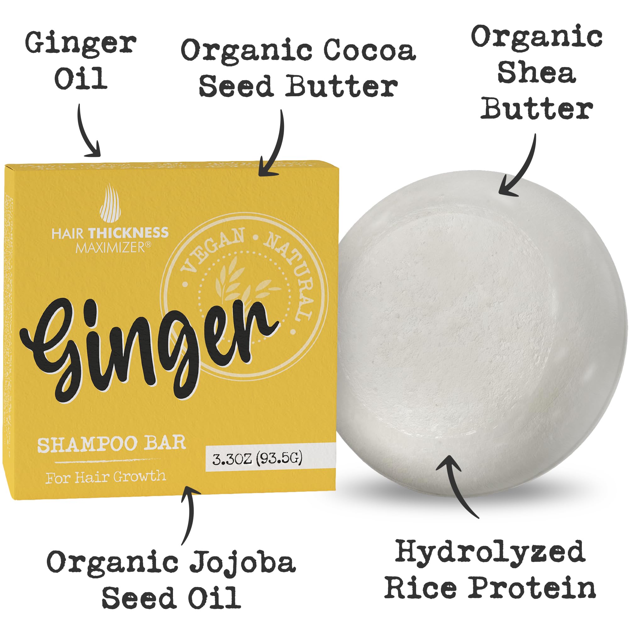 Foto 3 pulgar | Barra De Champú Para Maximizar El Grosor Del Cabello, Aceite De Jengibre Y Proteína De Arroz - Venta Internacional.