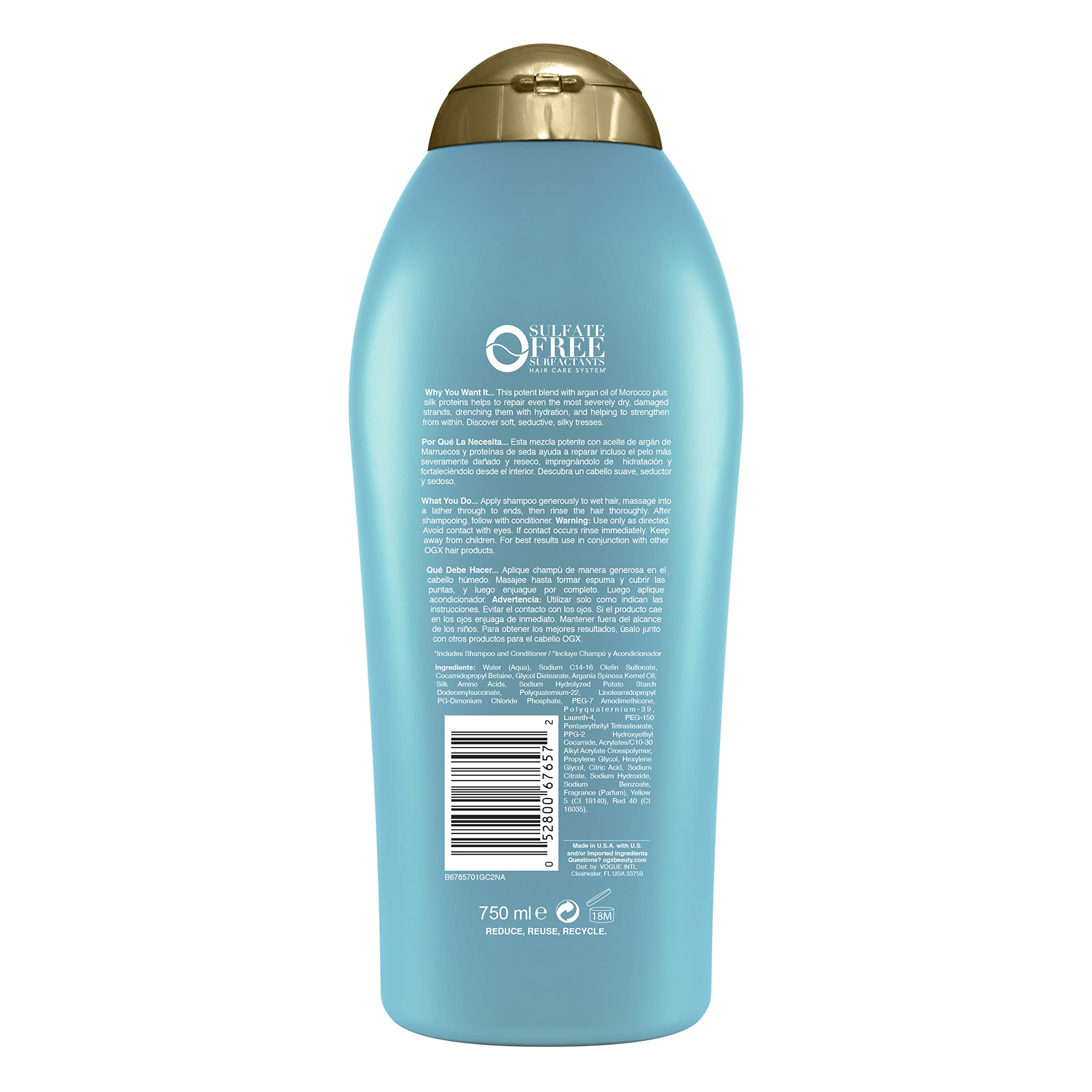 Foto 3 pulgar | Shampoo Ogx Extra Strength Hydrate & Repair, 750 Ml, Aceite De Argán - Venta Internacional.