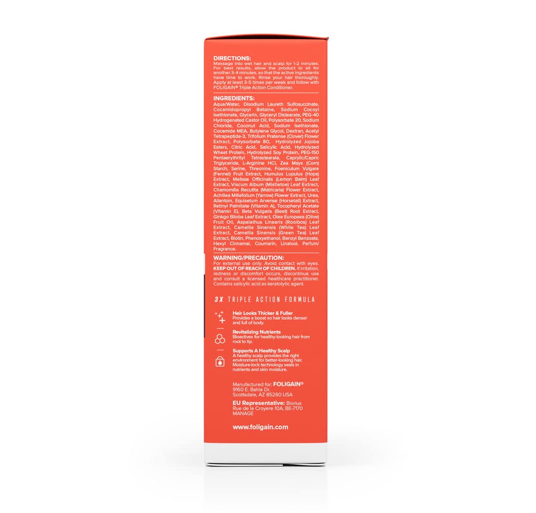 Foto 4 pulgar | Champú Foligain Triple Action Para Cabello Fino, 240 Ml, Hombre - Venta Internacional.