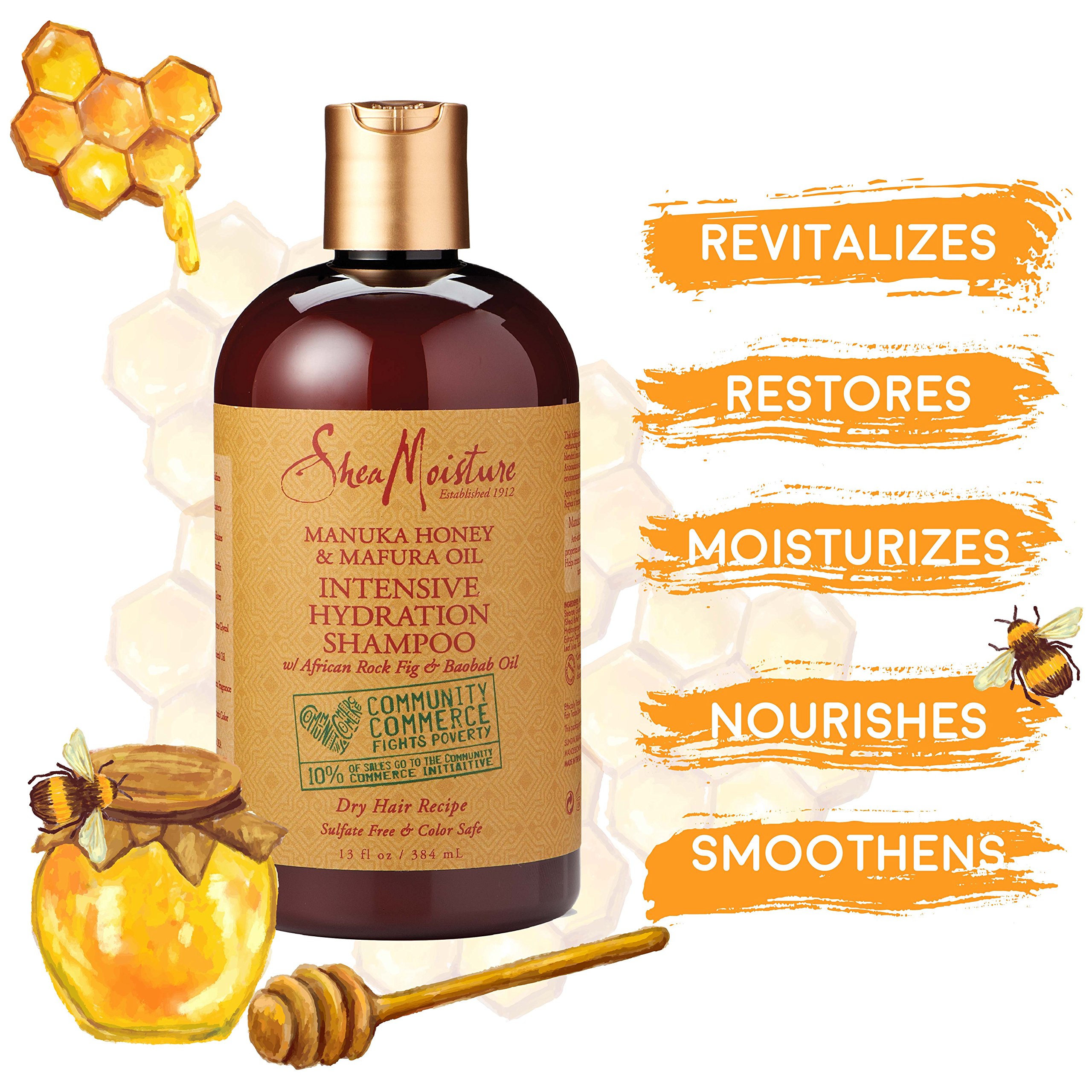 Foto 4 pulgar | Champú Sheamoisture Hidratación Intensiva Y Miel De Manuka 385 Ml - Venta Internacional.