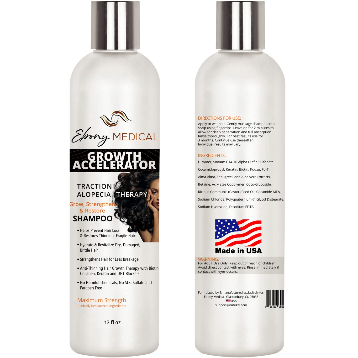 Foto 6 | Champú Ebony Medical Growth Accelerator Para Tratamiento De Alopecia - Venta Internacional.