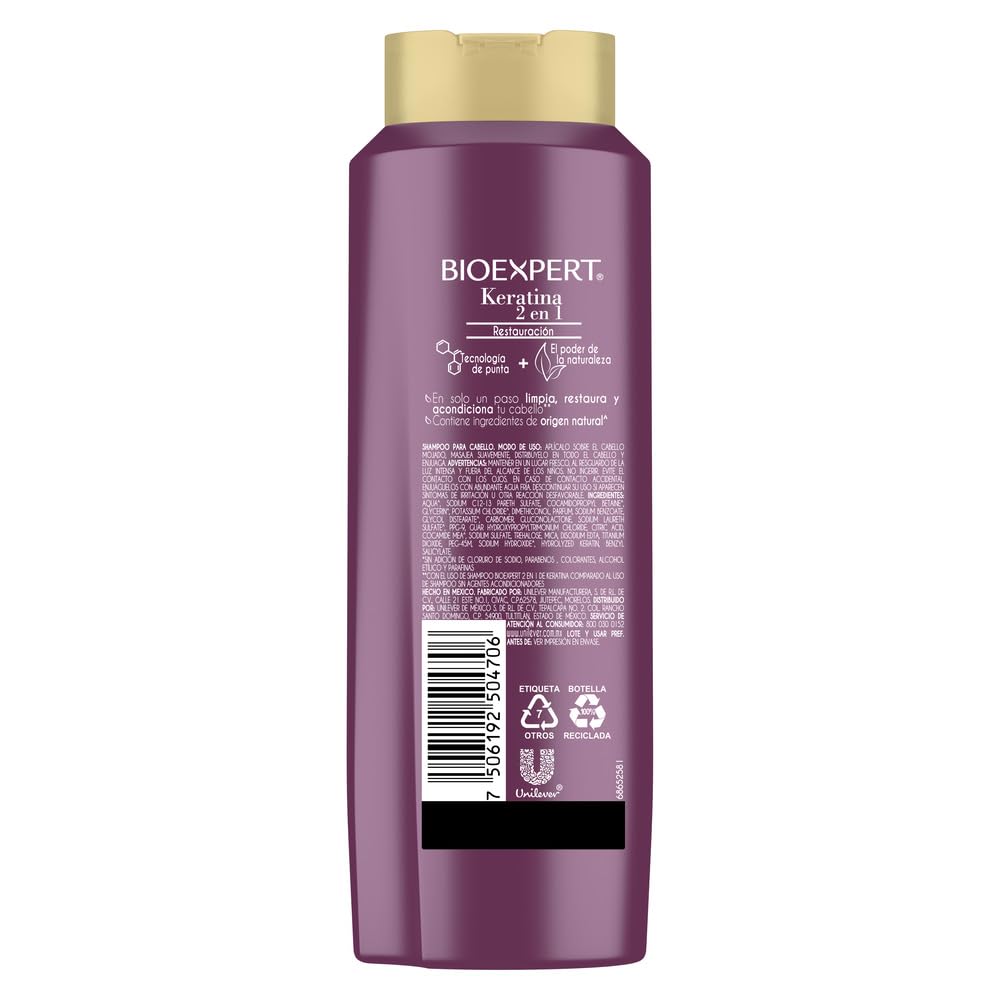 Foto 3 | Champú Y Acondicionador Bioexpert 2 En 1 Con Queratina 650 Ml - Venta Internacional.