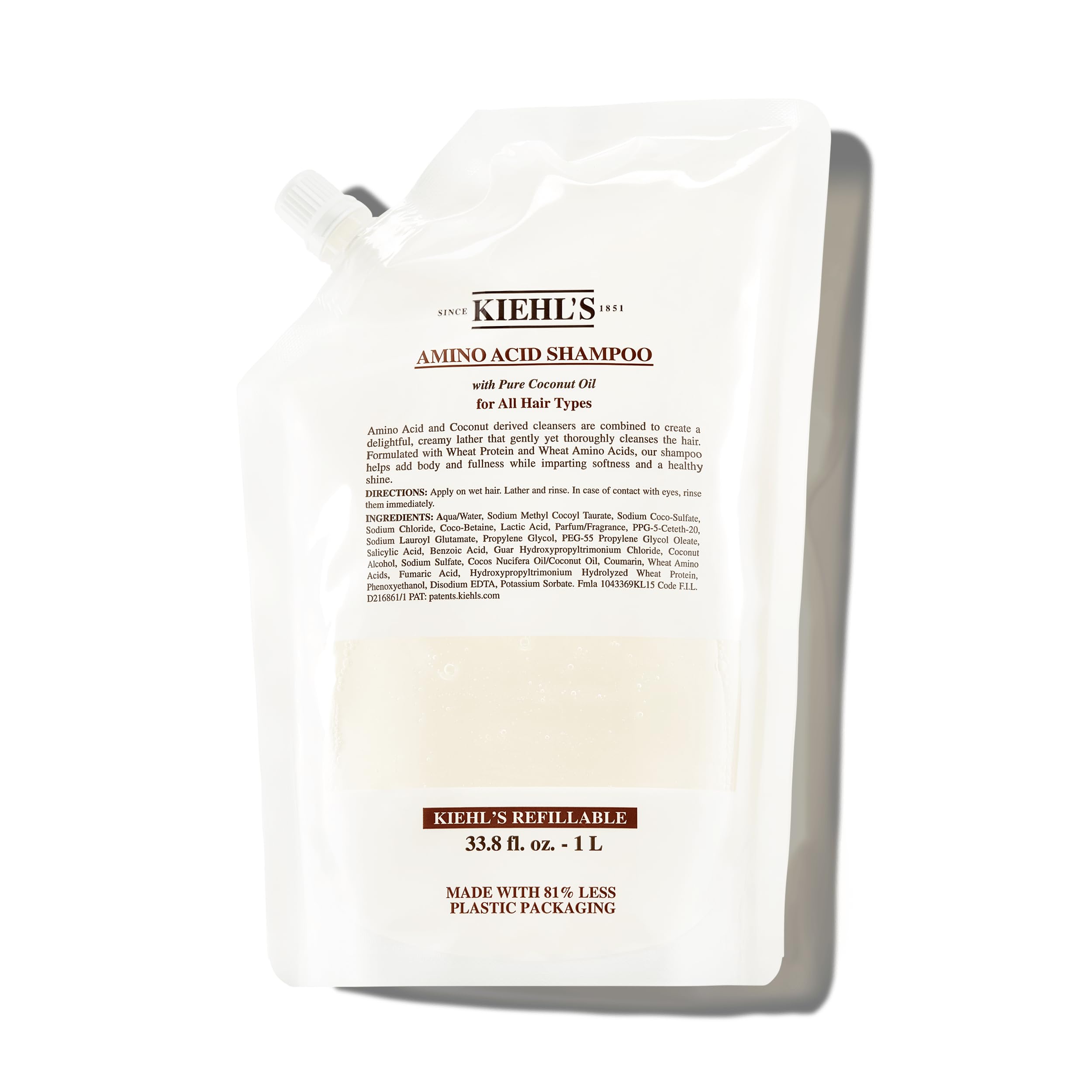 Foto 2 pulgar | Champú Kiehl's Aminoacid Con Aceite De Coco Puro, Repuesto De 1 Litro - Venta Internacional.