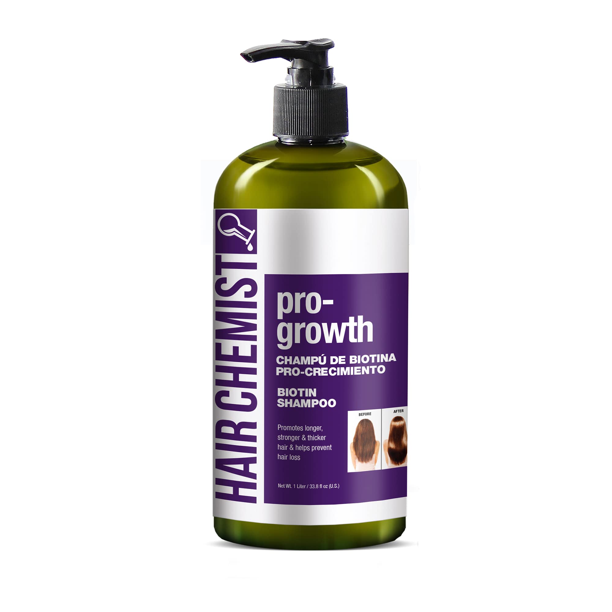 Champú Hair Chemist Pro-growth Con Biotina, 1 Litro, Para Cabello Fino - Venta Internacional.