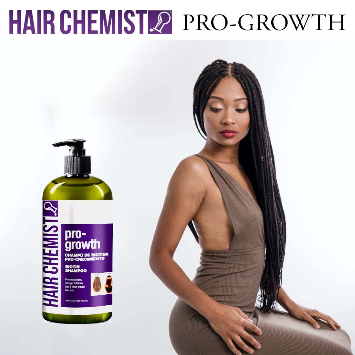 Foto 3 pulgar | Champú Hair Chemist Pro-growth Con Biotina, 1 Litro, Para Cabello Fino - Venta Internacional.
