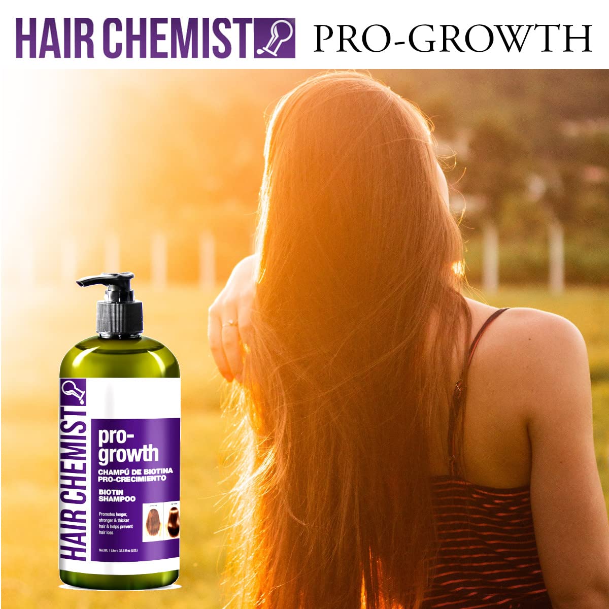 Foto 5 pulgar | Champú Hair Chemist Pro-growth Con Biotina, 1 Litro, Para Cabello Fino - Venta Internacional.