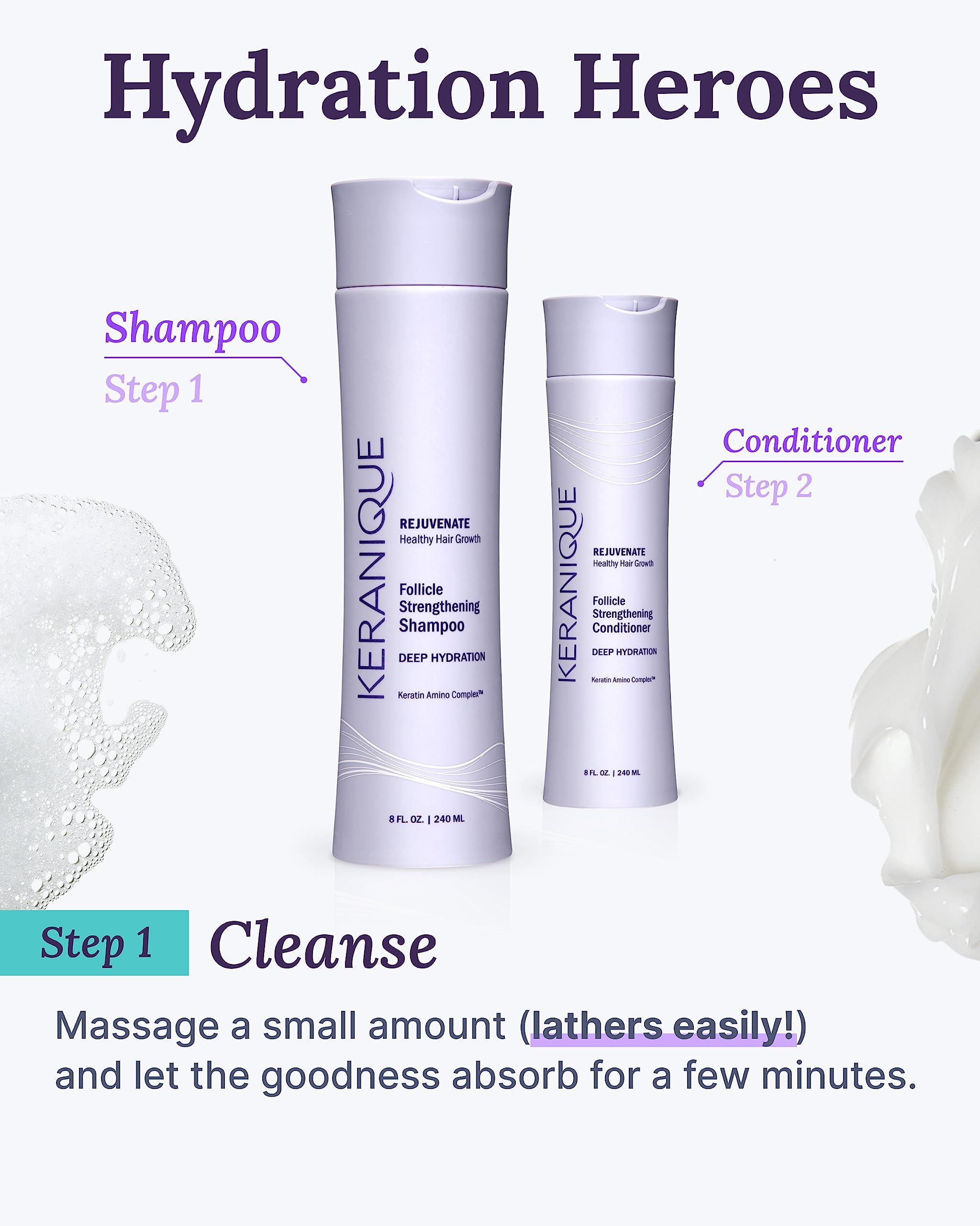 Foto 8 pulgar | Champú Keranique Deep Hydration Para Mujeres, 355 Ml, Cabello Fino - Venta Internacional.