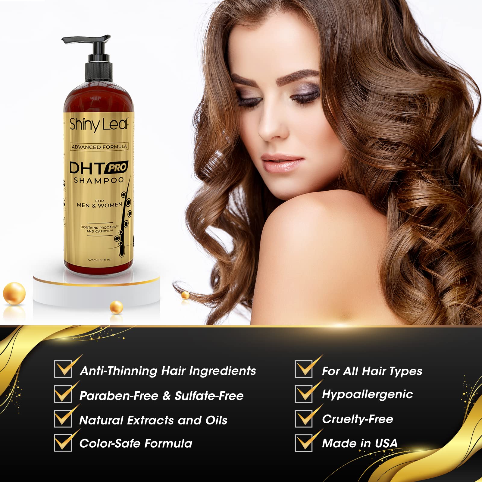 Foto 4 | Champú Shiny Leaf Dht Pro De Fórmula Avanzada Antiadelgazante - Venta Internacional.