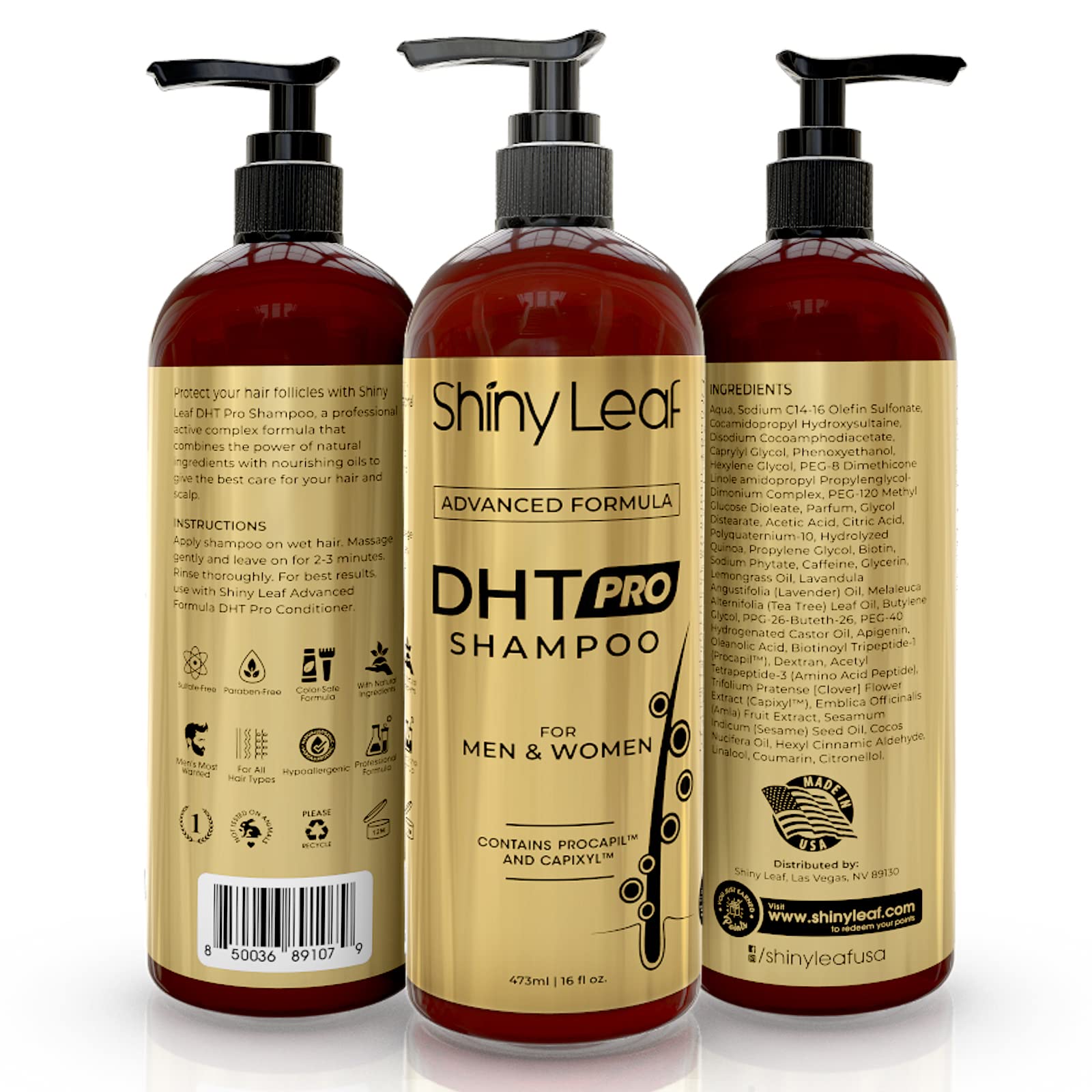 Foto 5 | Champú Shiny Leaf Dht Pro De Fórmula Avanzada Antiadelgazante - Venta Internacional.
