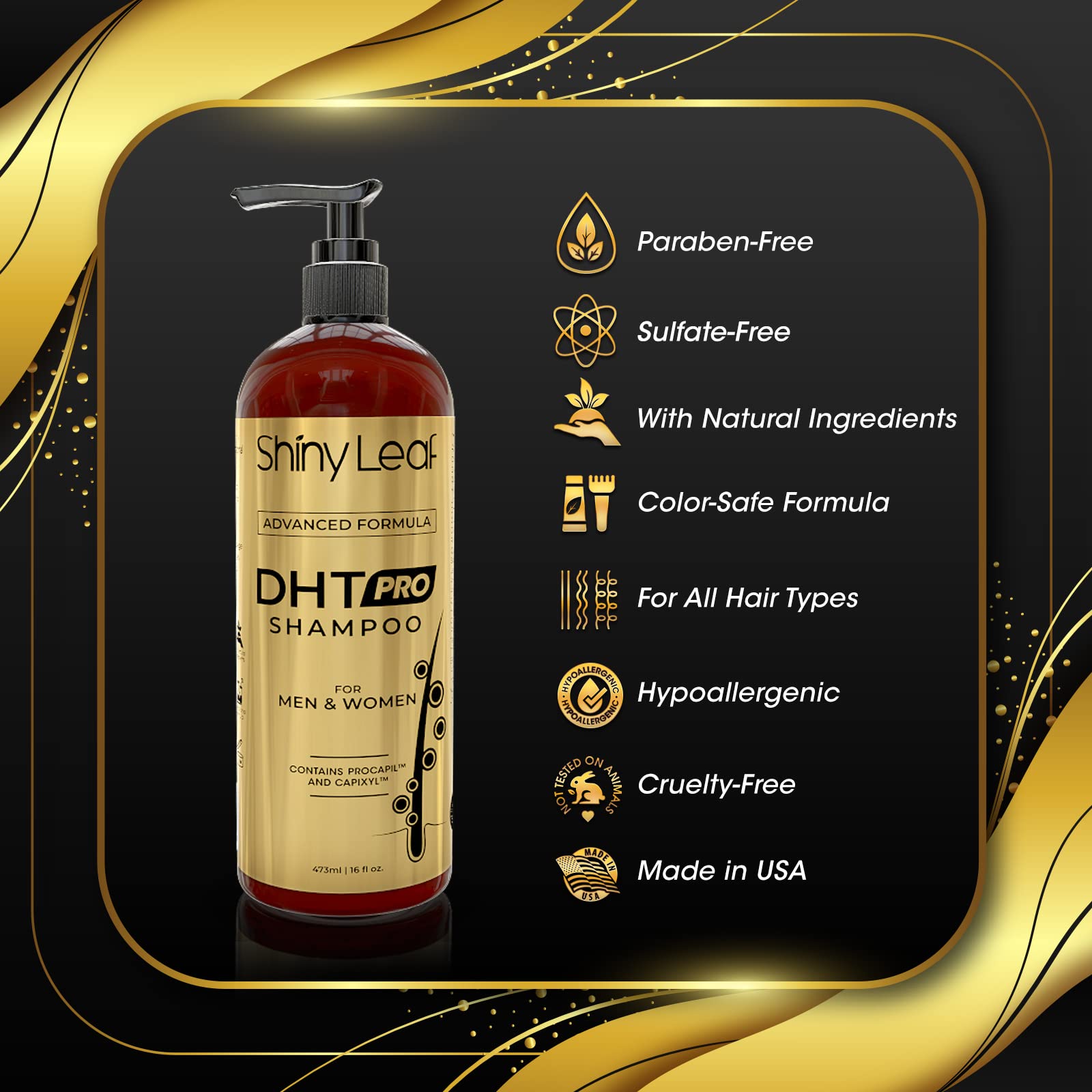 Foto 7 pulgar | Champú Shiny Leaf Dht Pro De Fórmula Avanzada Antiadelgazante - Venta Internacional.