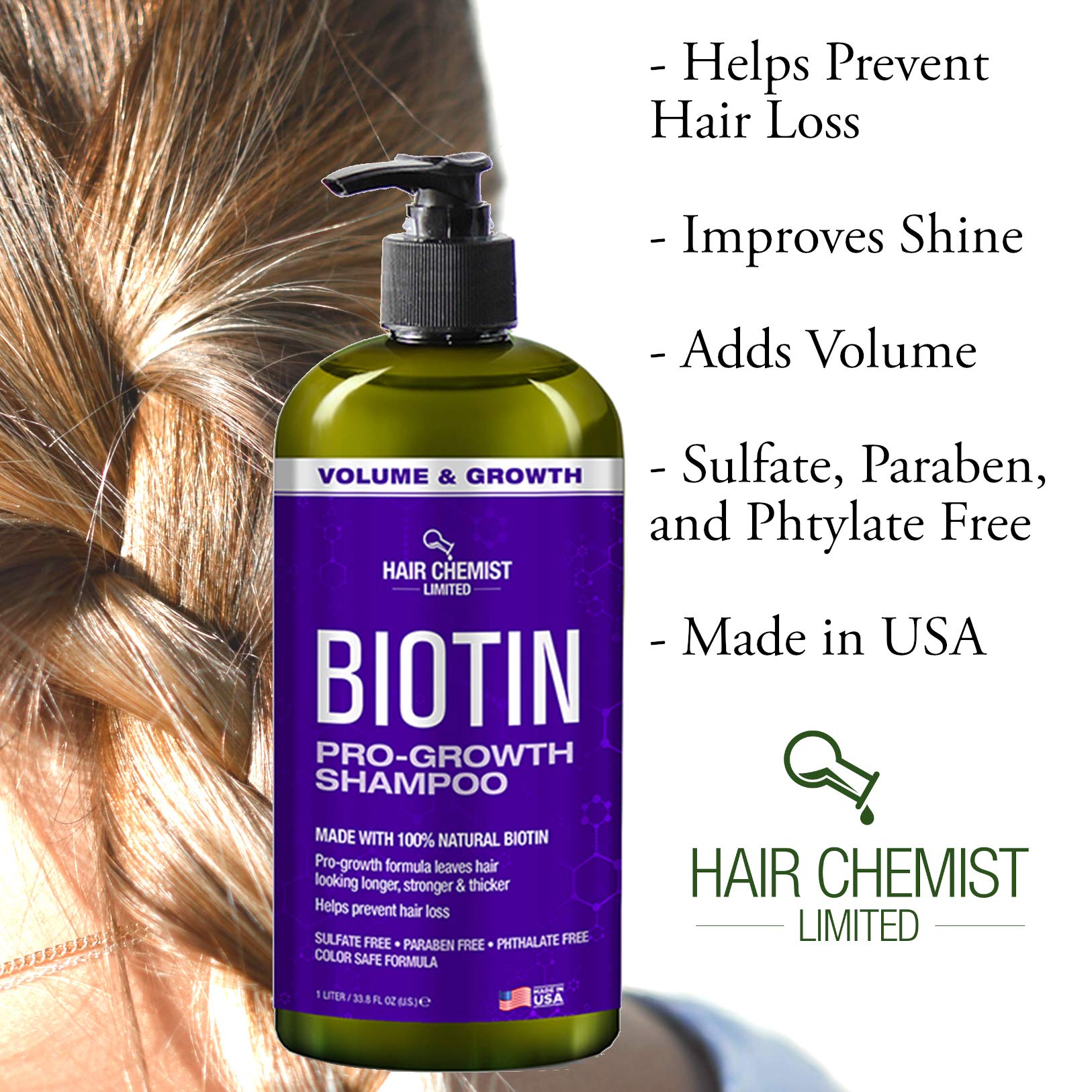 Foto 4 pulgar | Champú Hair Chemist Biotin Pro-growth, 1 Litro, Para Cabello Fino - Venta Internacional.