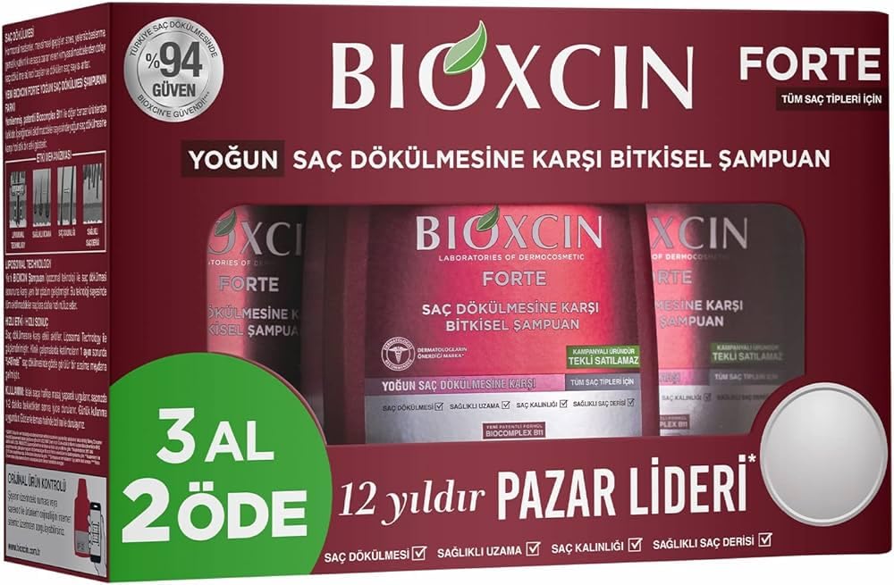 Set De 3 Botellas De Champú Bioxcin Forte Para La Caída Del Cabello - Venta Internacional.