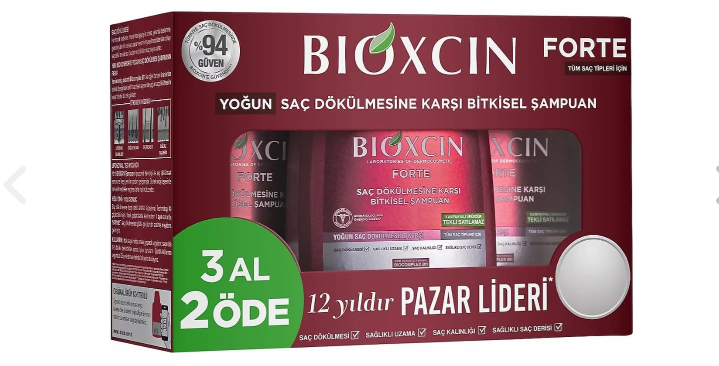 Foto 4 pulgar | Set De 3 Botellas De Champú Bioxcin Forte Para La Caída Del Cabello - Venta Internacional.