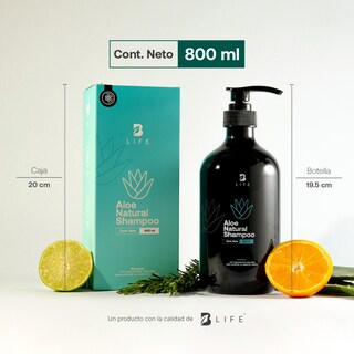 Foto 6 | Shampoo Natural De 800ml. Sin Sulfatos Ni Parabenos Con Aloe Vera. Natural Shampoo B Life.