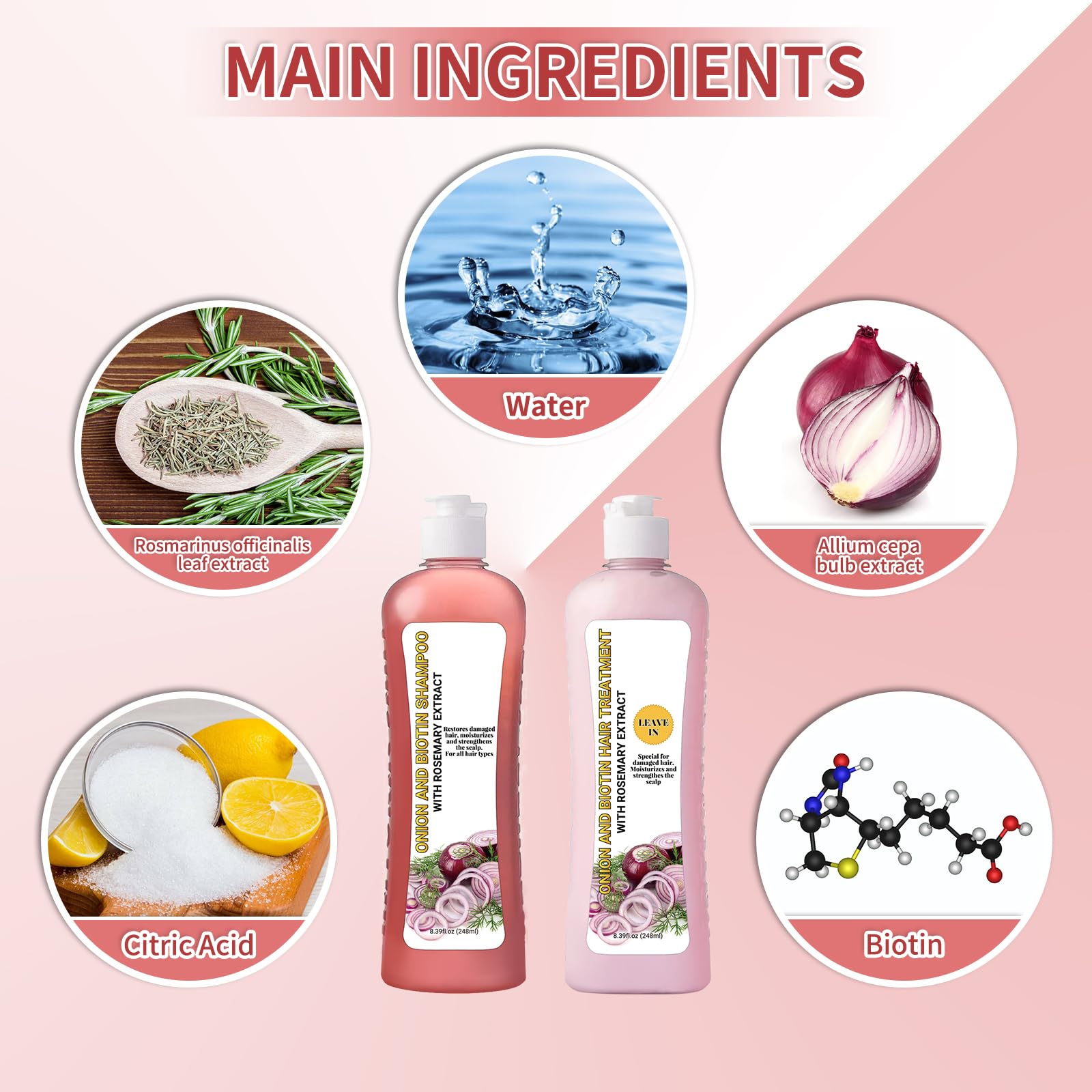 Foto 3 pulgar | Set De Champú Con Cebolla, Biotina Y Romero Para El Crecimiento Del Cabello, 1 Litro - Venta Internacional.