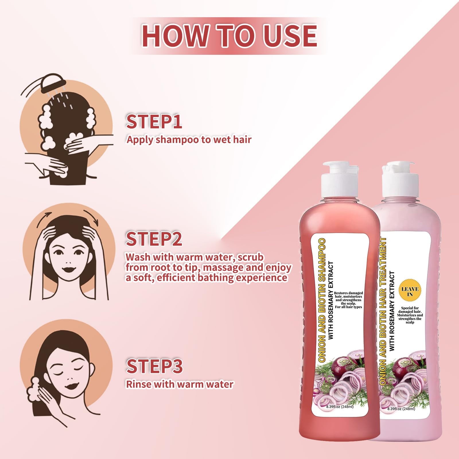Foto 5 pulgar | Set De Champú Con Cebolla, Biotina Y Romero Para El Crecimiento Del Cabello, 1 Litro - Venta Internacional.
