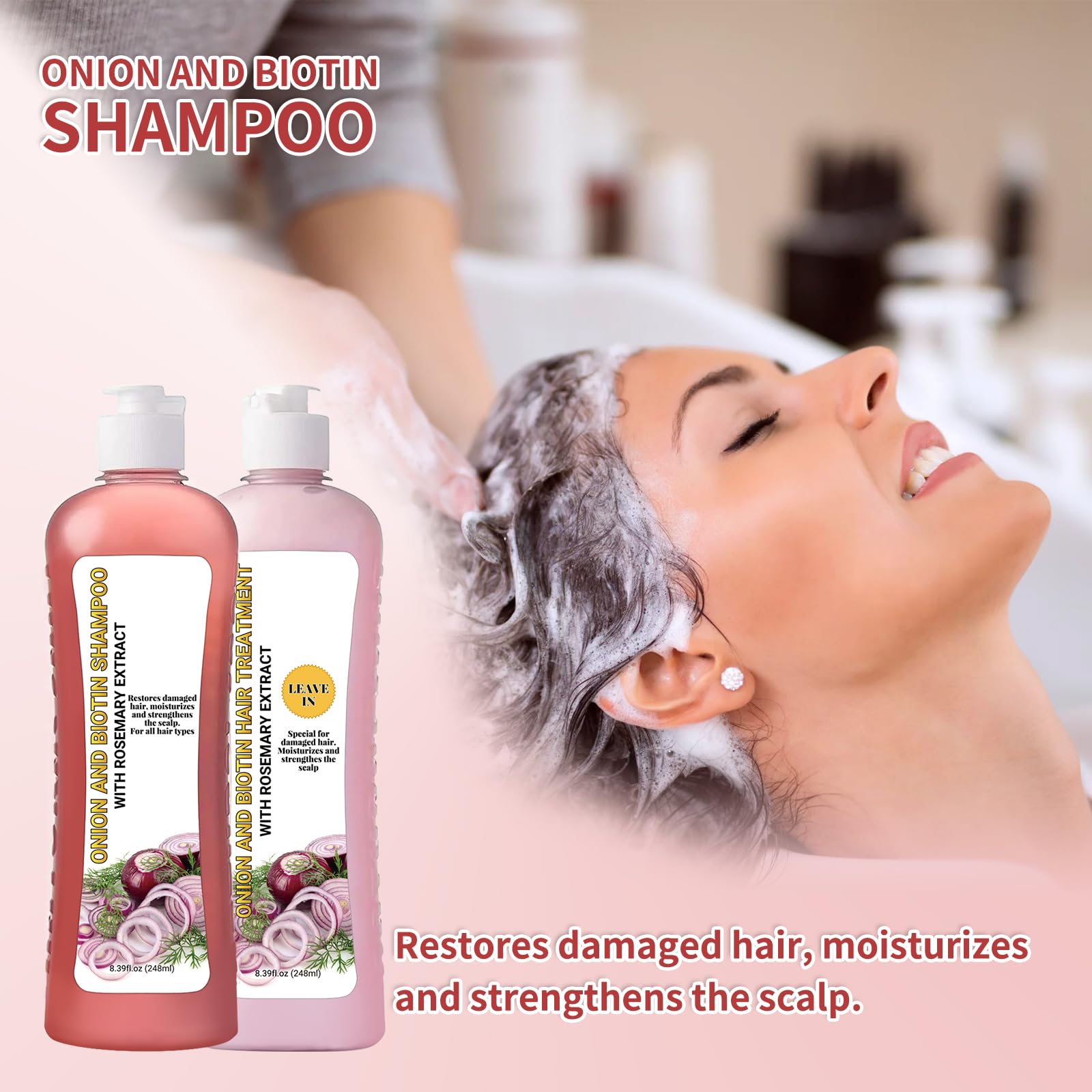 Foto 6 | Set De Champú Con Cebolla, Biotina Y Romero Para El Crecimiento Del Cabello, 1 Litro - Venta Internacional.