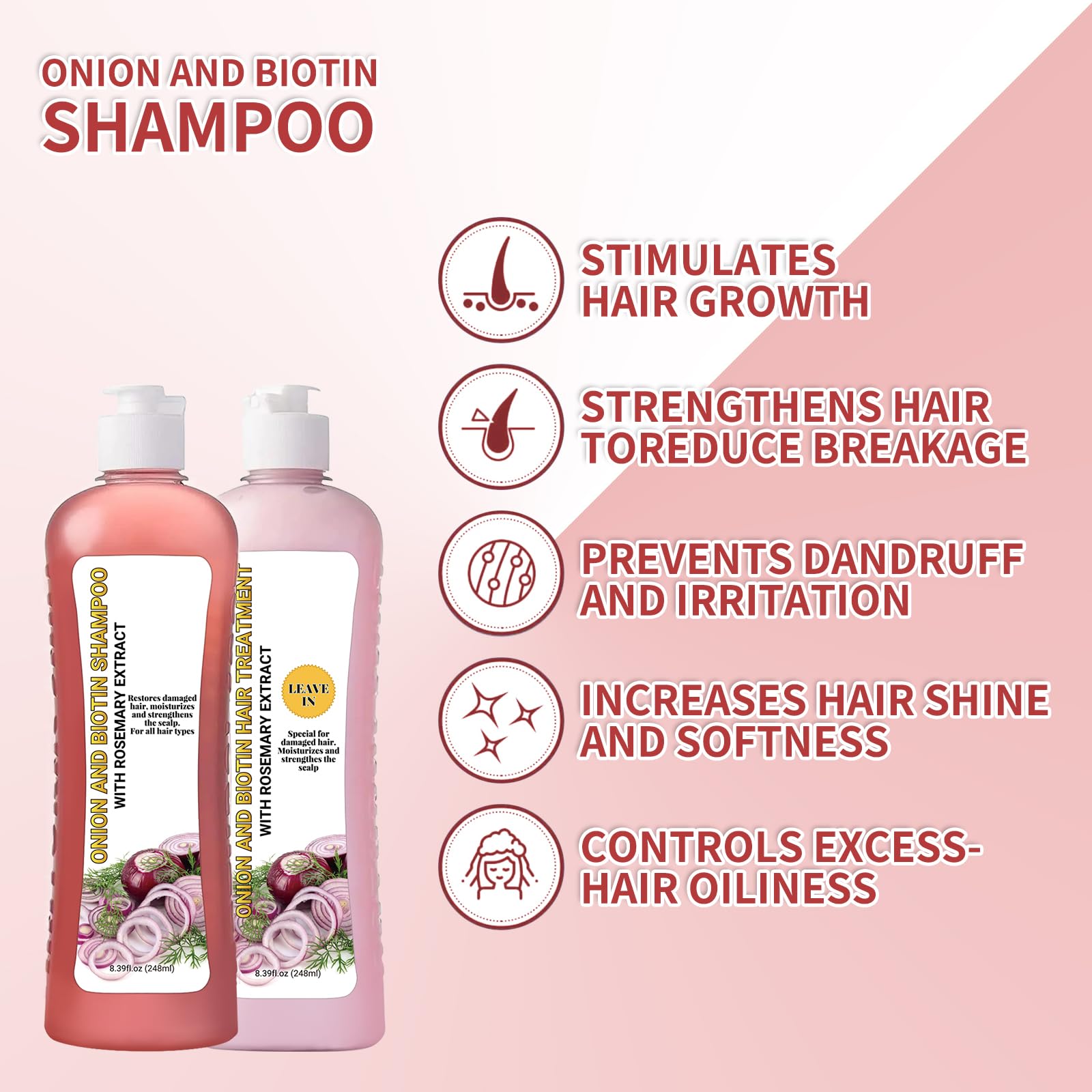 Foto 8 pulgar | Set De Champú Con Cebolla, Biotina Y Romero Para El Crecimiento Del Cabello, 1 Litro - Venta Internacional.