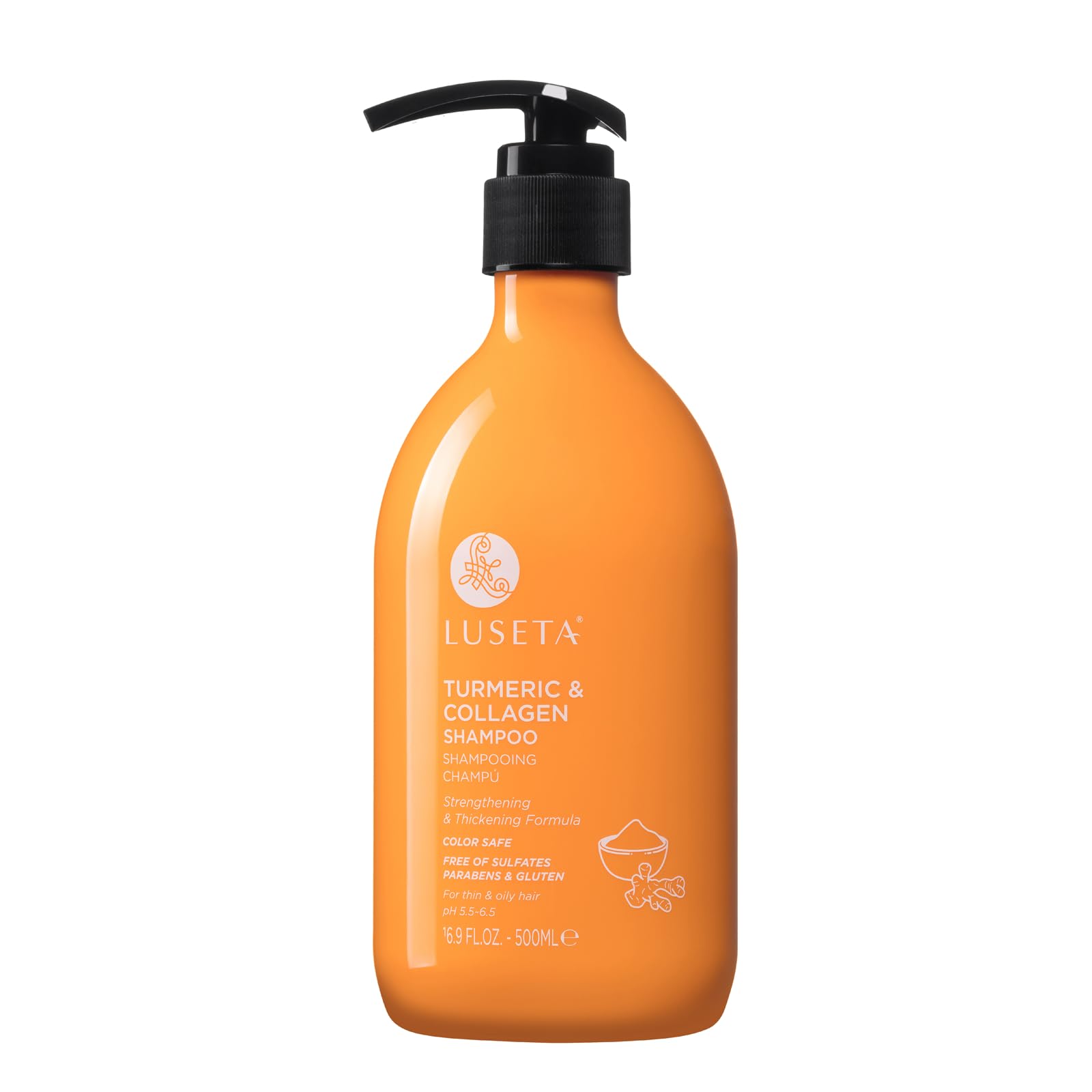 Champú Luseta Para El Crecimiento Del Cabello Con Cúrcuma Y Colágeno, 500 Ml - Venta Internacional.